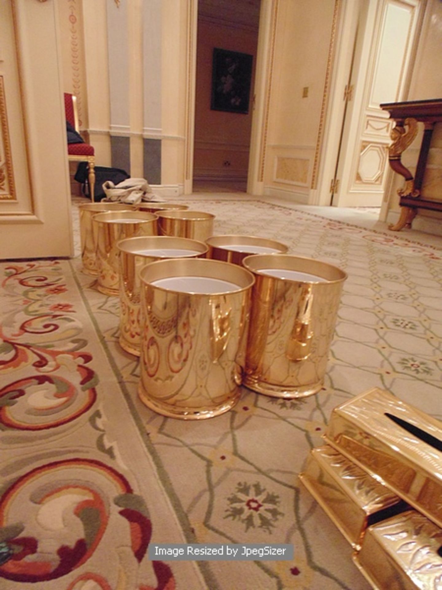 4 x 24ct. gold plated waste paper bins