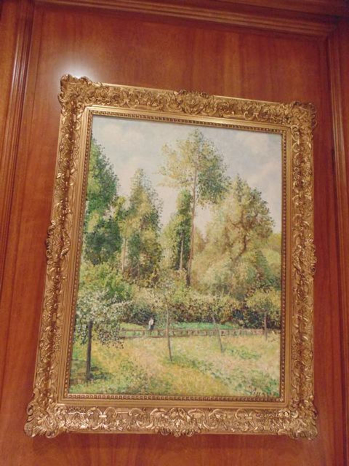 An Italianate landscape framed painting on canvas in ornate gilt painted frame 630mm x 790mm