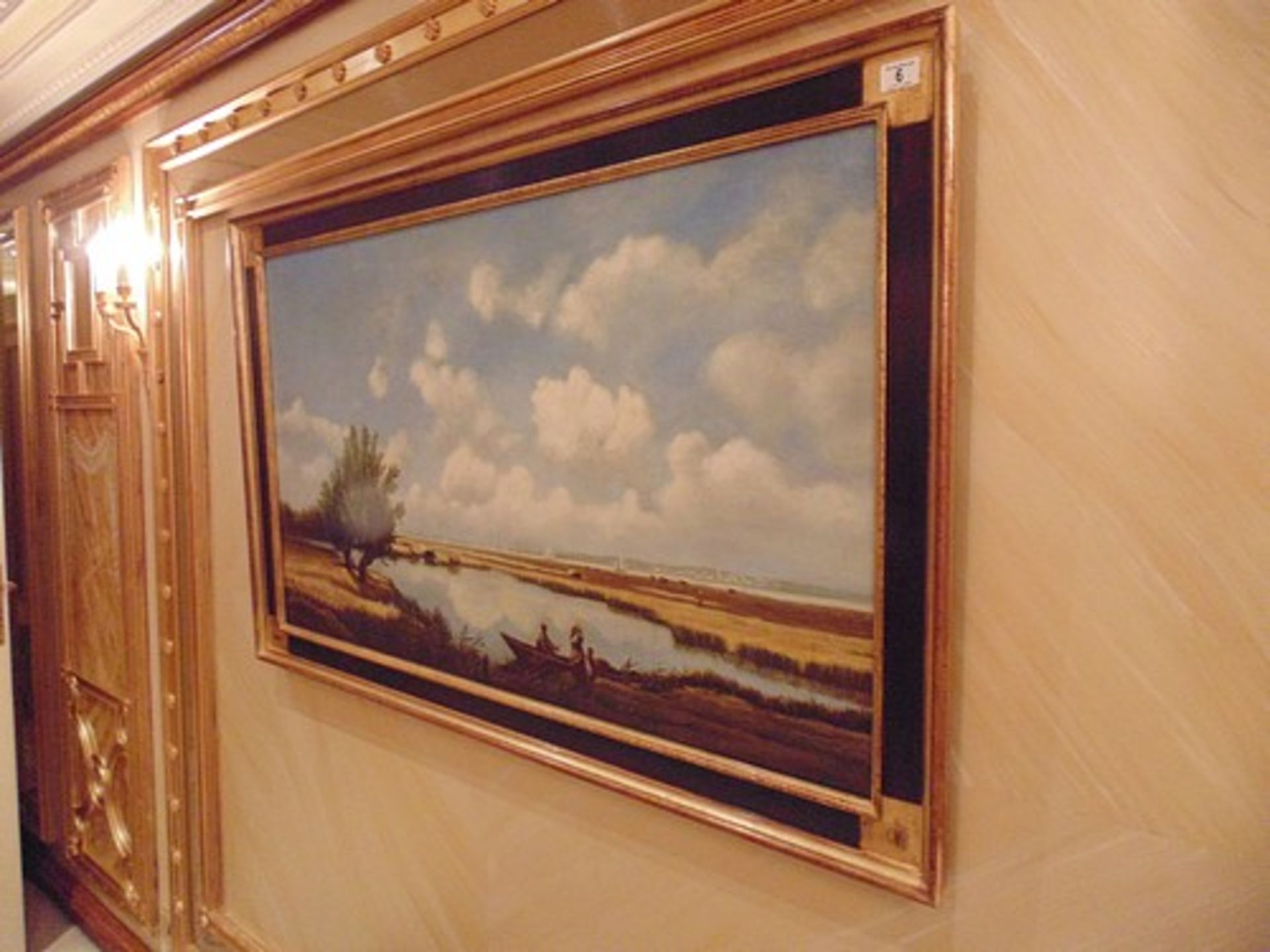 An Italianate landscape framed painting on canvas 1950mm x 860mm - Image 2 of 2