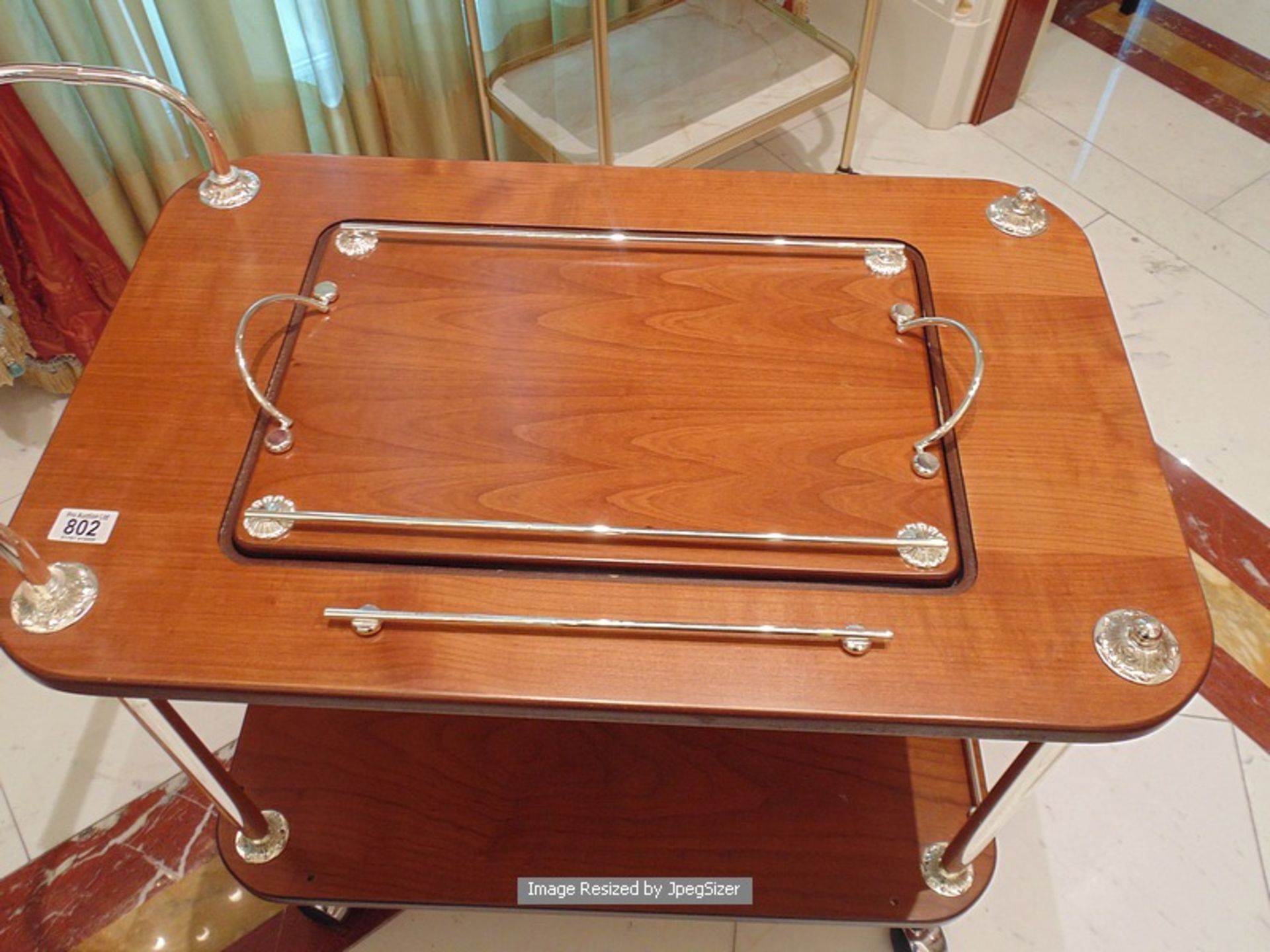 Dimart Milano two tier wood and silver plate service trolley the top panel removes to expose a - Image 2 of 3