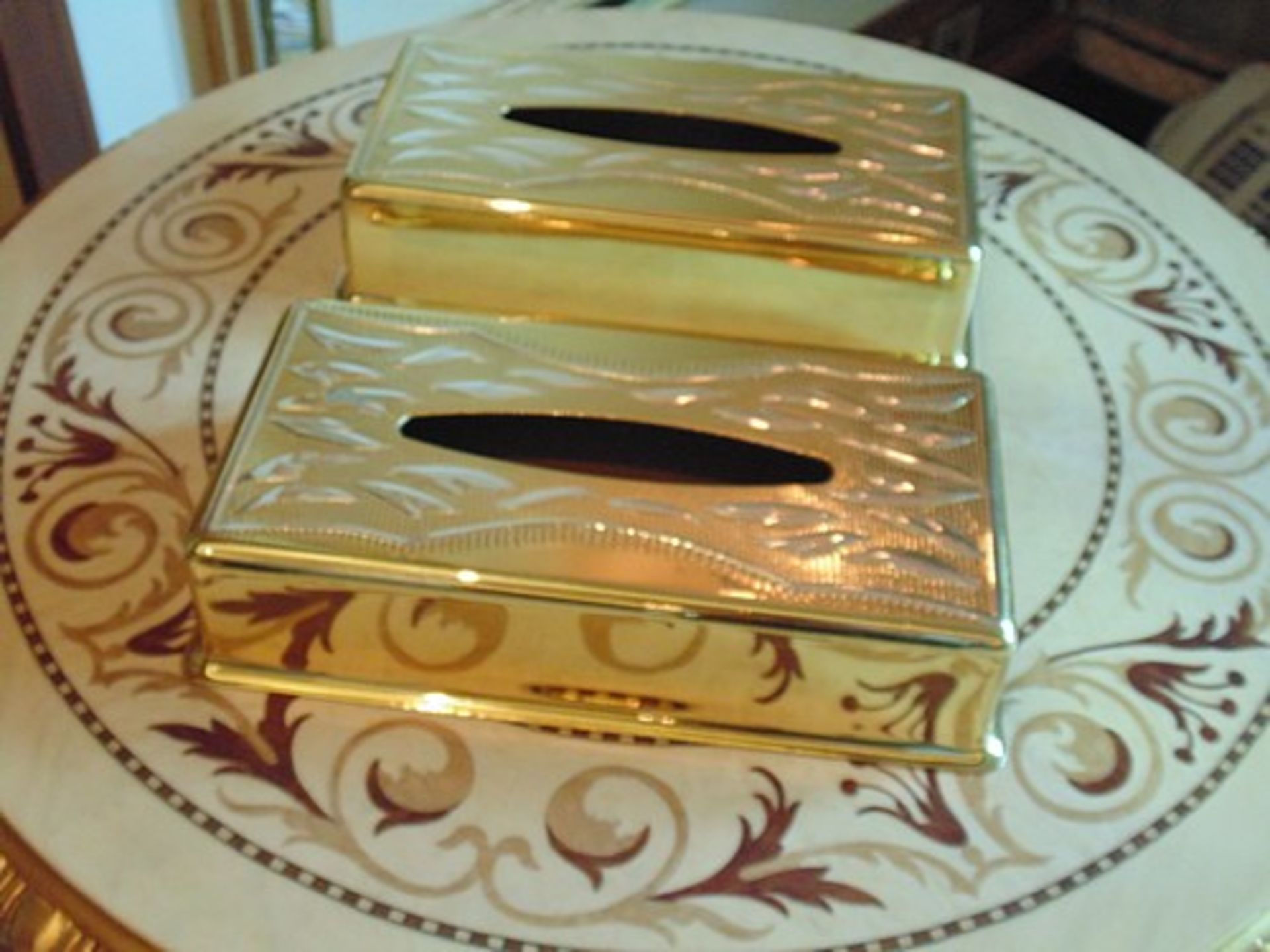 2 x 24ct. gold plated tissue box covers - Image 4 of 4