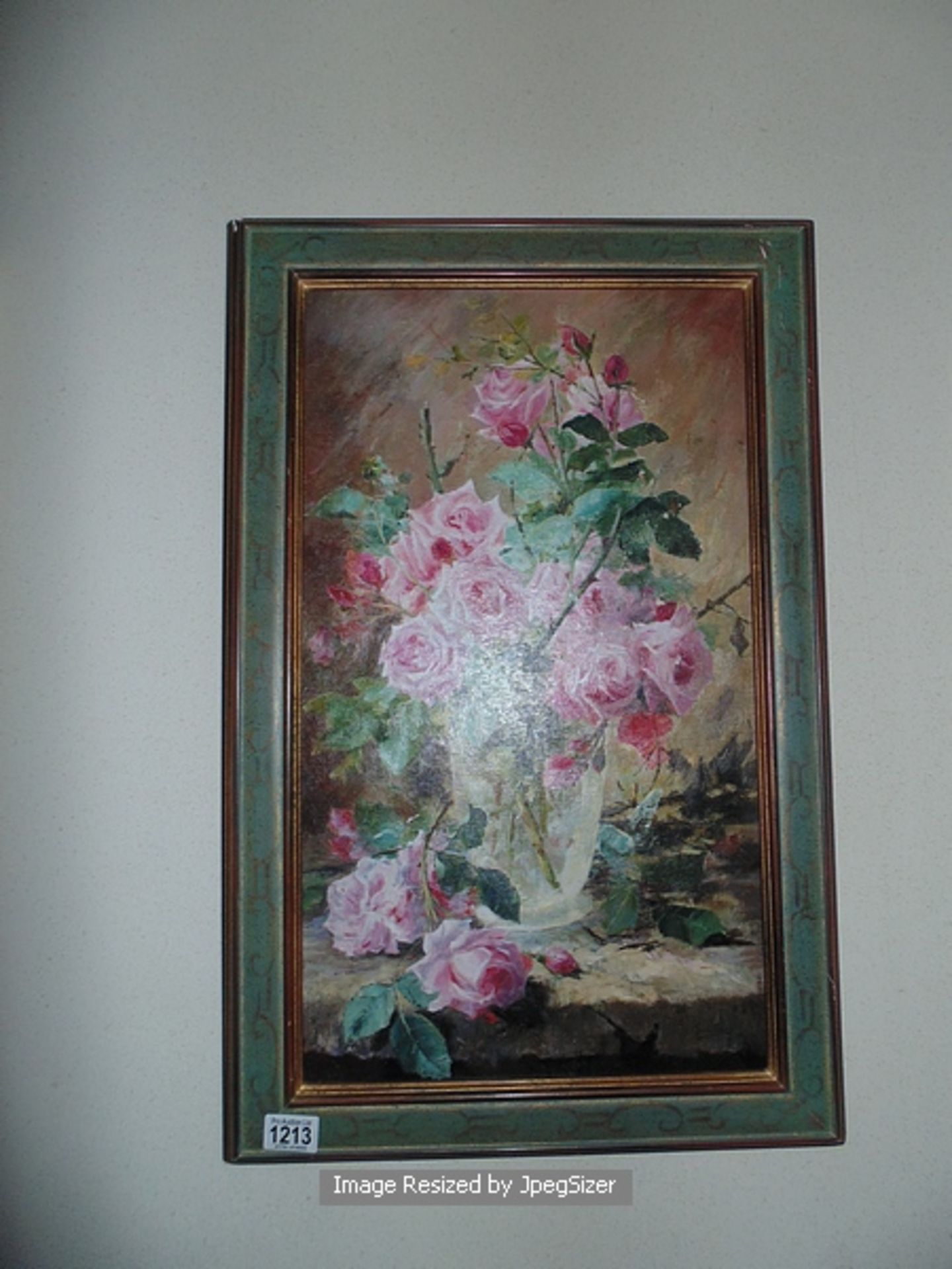 A still life floral painting on canvas wood frame 460mm x 700mm