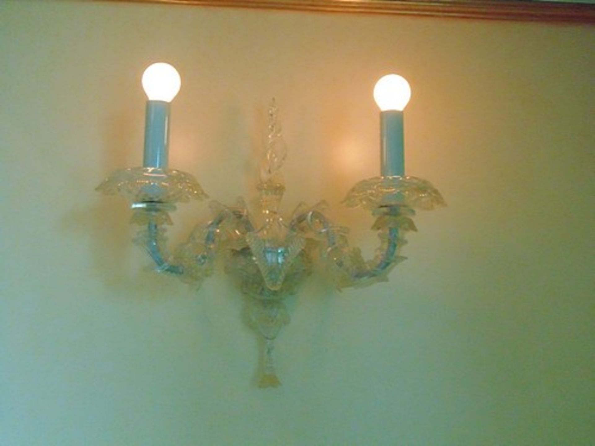 A pair of Barovier & Toso twin candle crystal wall sconces 420mm