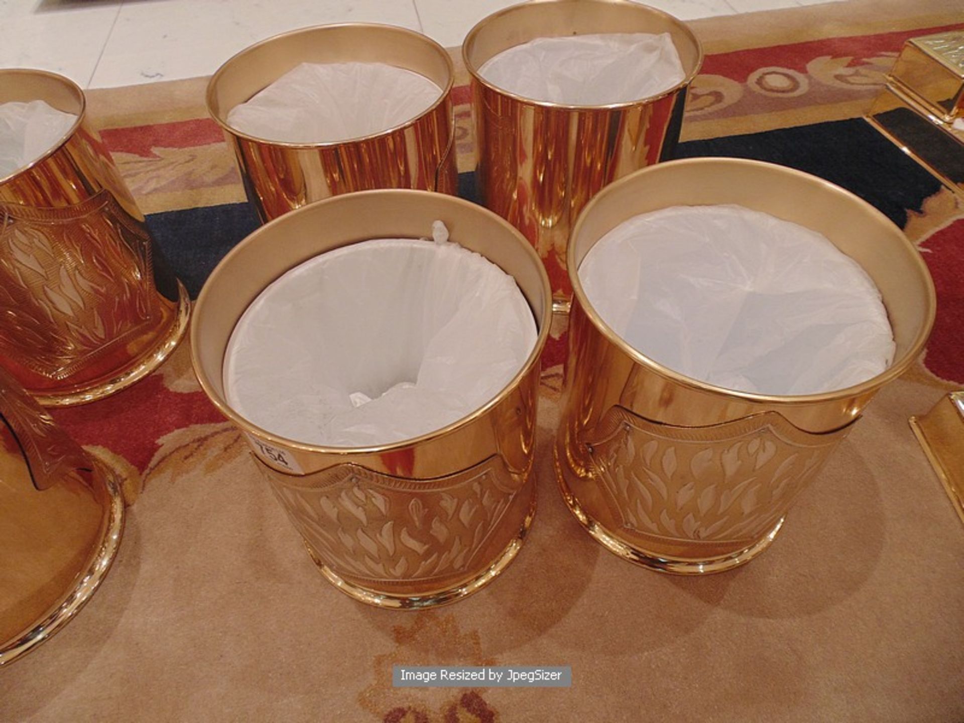 4 x 24ct. gold plated waste bins