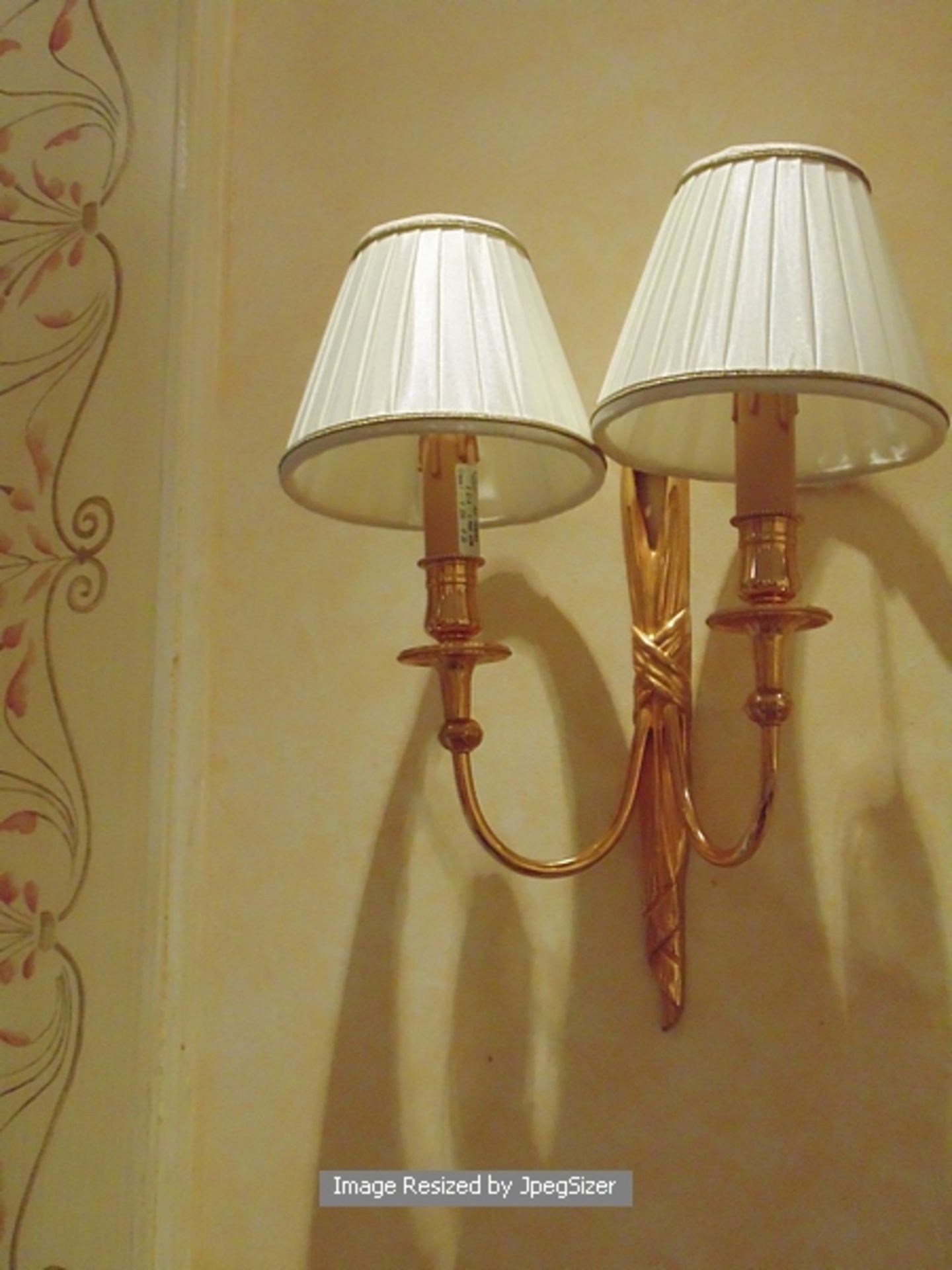 A pair of Laudarte wall sconces two candle wall light, bronze castings gold 24K finish 250mm x 270mm