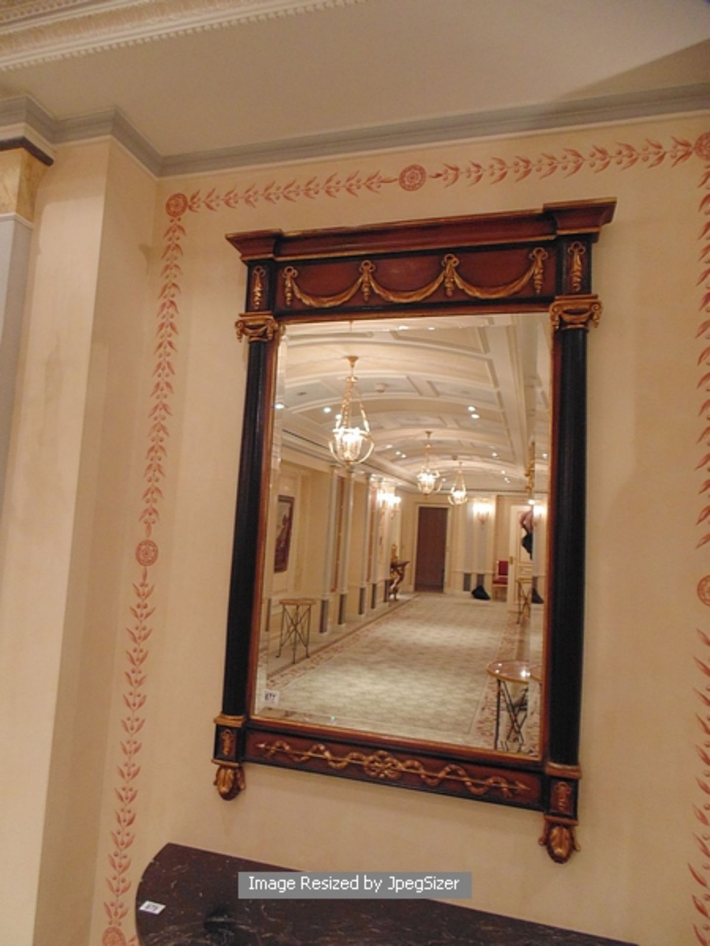 Empire style pier mirror, with a closed pediment top, classical carved gilt-wood applied - Image 2 of 2