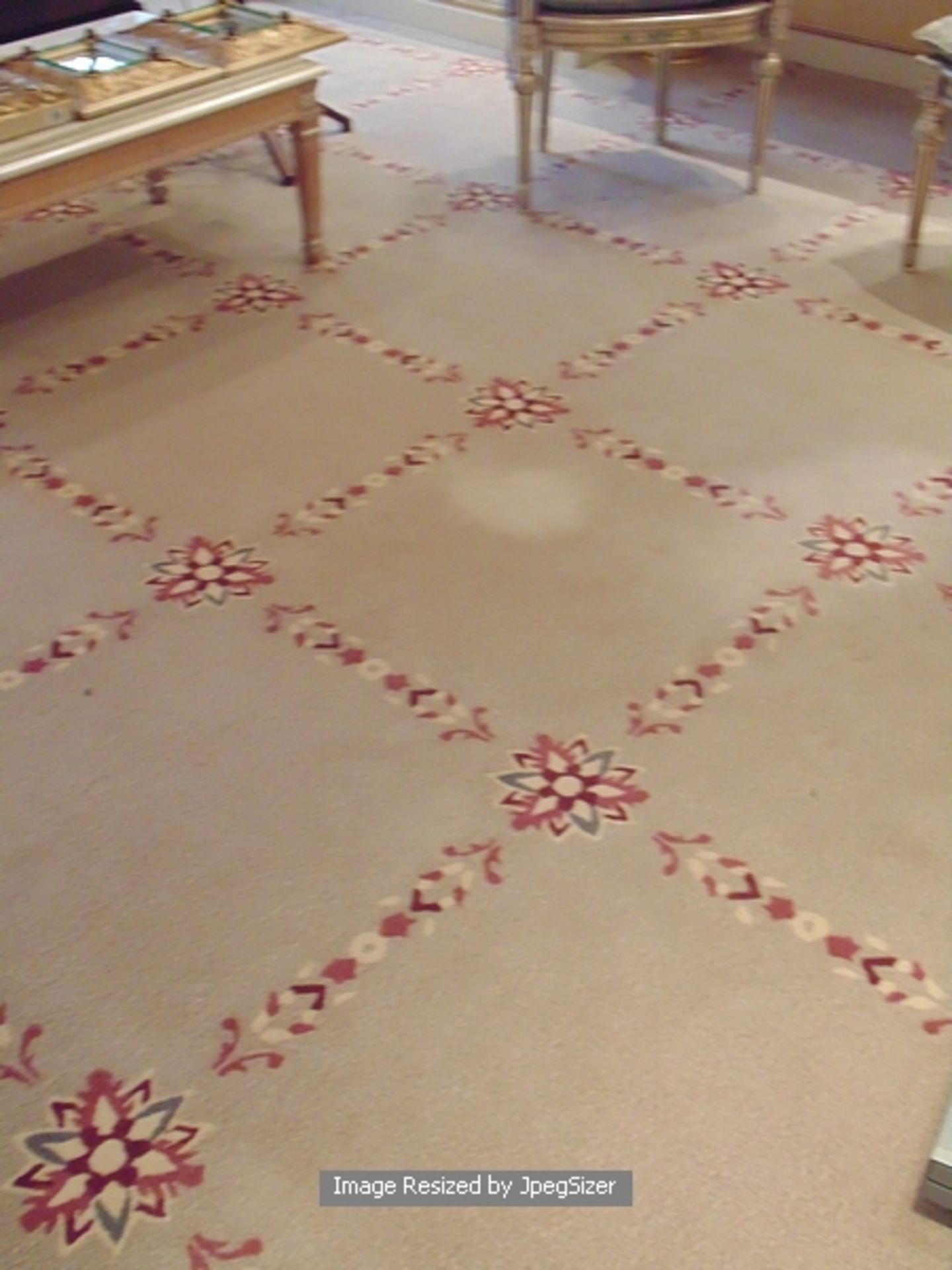 A sumptuous 100% pure new wool carpet 4.8m x 5.2mm cream field with floral repeating pattern - Image 2 of 2