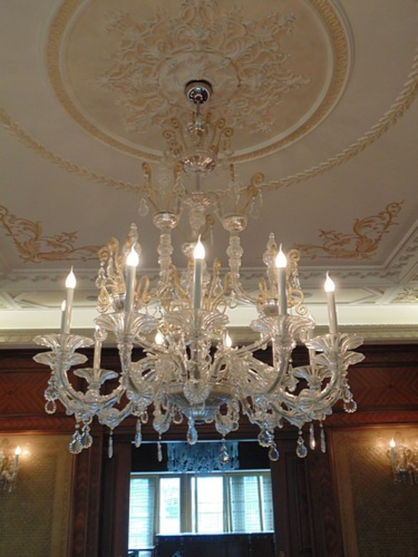 Taif Murano chandelier by Barovier & Toso 12 arm crystal chandelier, with gilded and chromed metal - Image 4 of 8