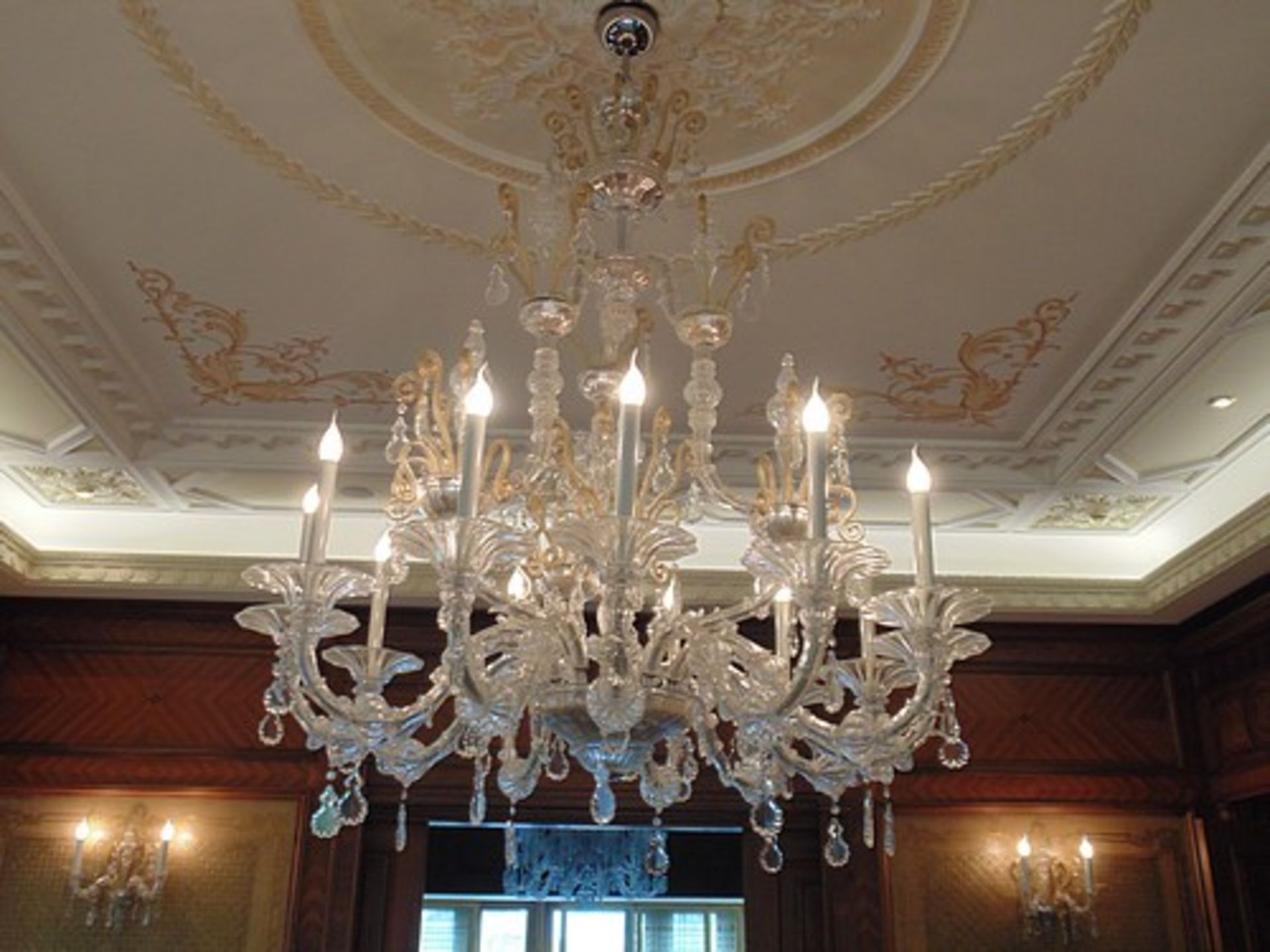 Taif Murano chandelier by Barovier & Toso 12 arm crystal chandelier, with gilded and chromed metal - Image 5 of 8