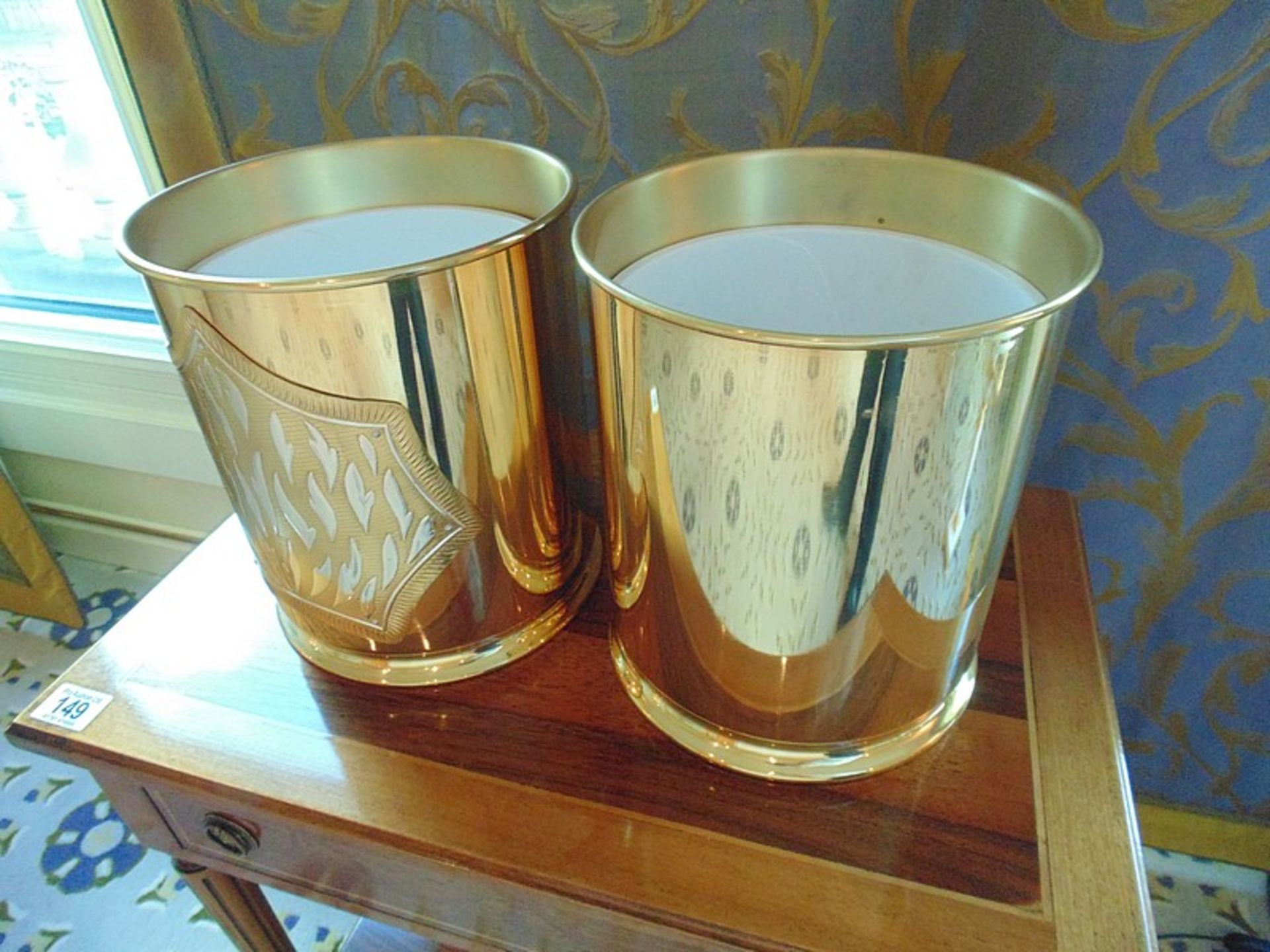 2 x 24ct. gold plated waste paper bins - Image 2 of 2