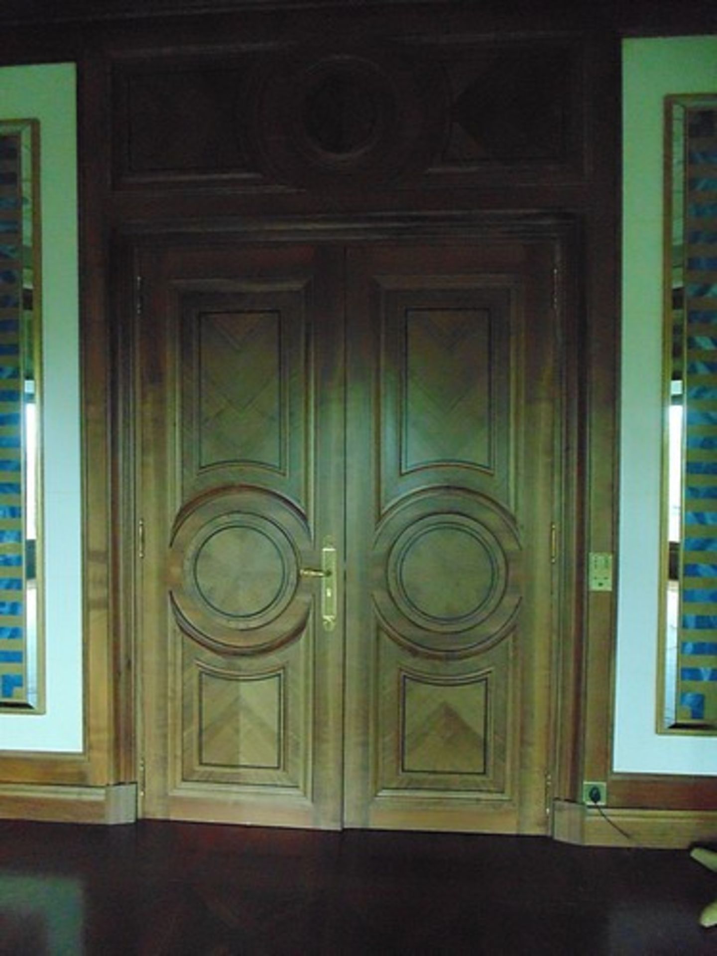 A pair of ornate carved panel doors complete with bronze ironmongery each door 860mm wide x 2330mm - Image 7 of 8