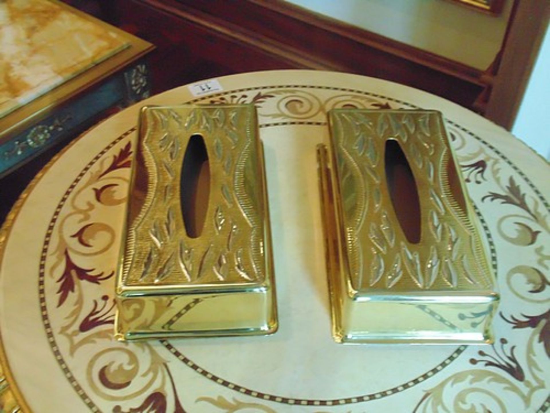 2 x 24ct. gold plated tissue box covers - Image 2 of 4