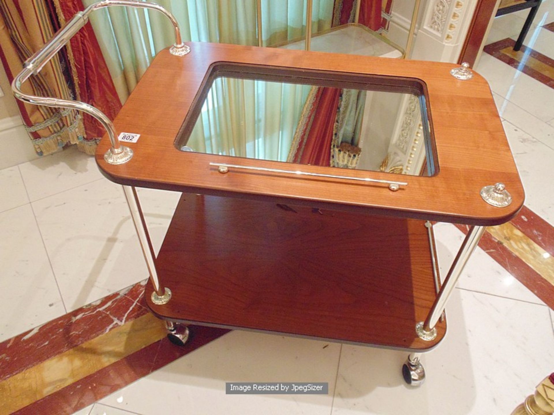 Dimart Milano two tier wood and silver plate service trolley the top panel removes to expose a - Image 3 of 3