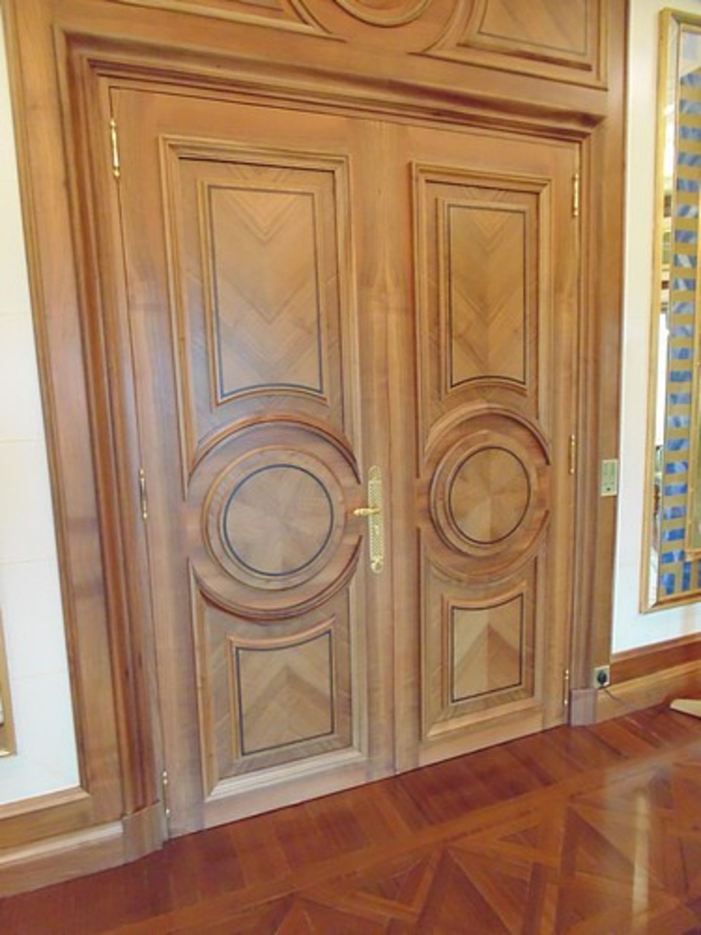 A pair of ornate carved panel doors complete with bronze ironmongery each door 860mm wide x 2330mm - Image 2 of 8