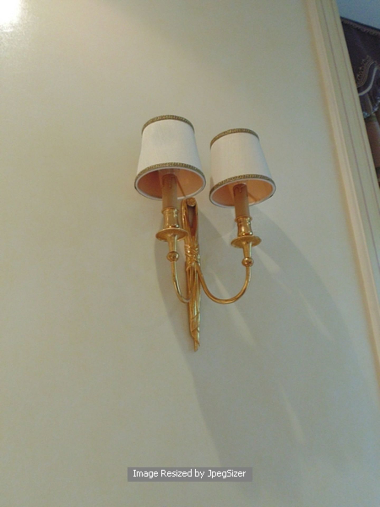 A pair of Laudarte 2 candle wall sconces T.150 pattern wall light, bronze castings gold 24K finish