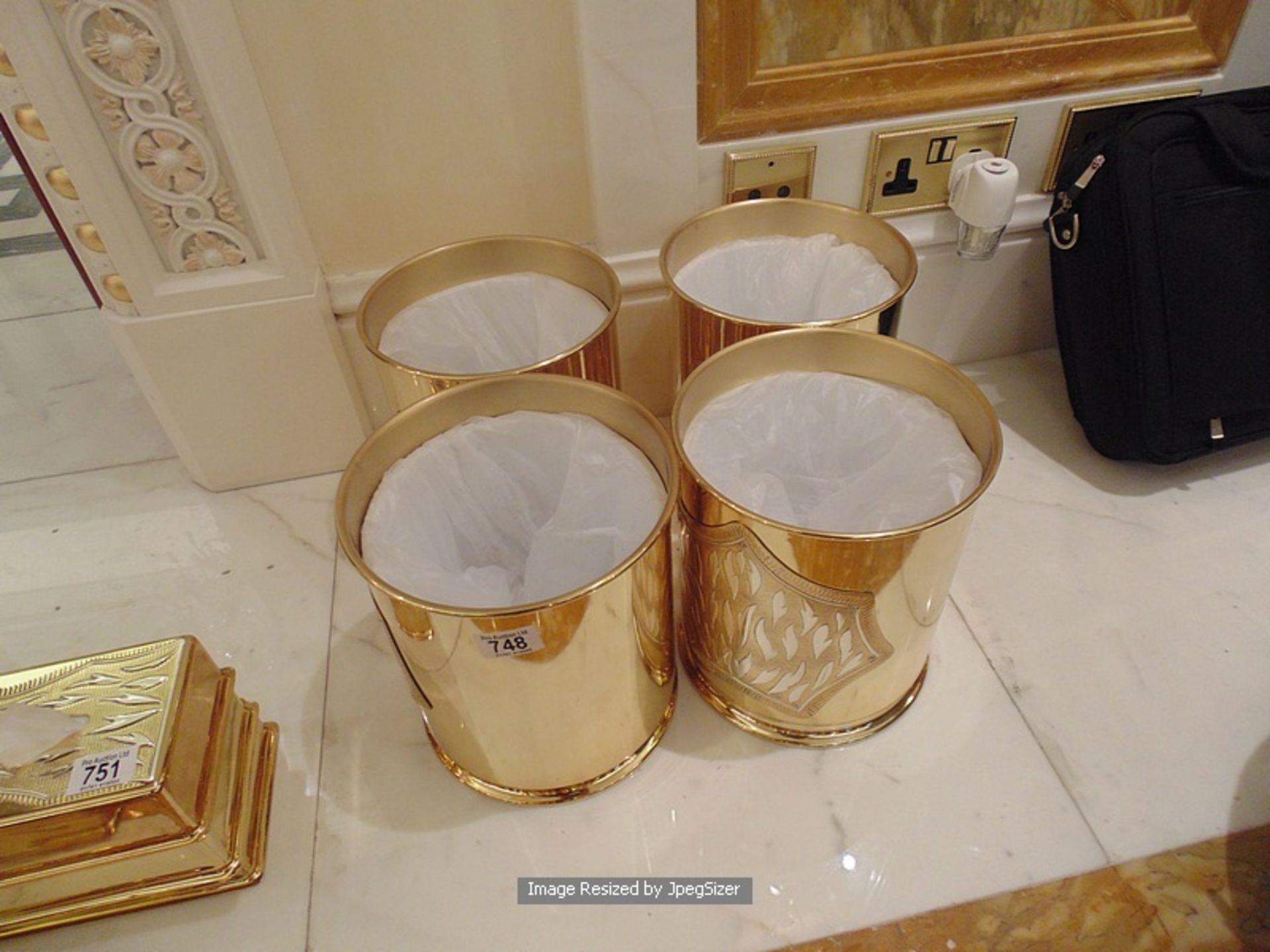 4 x 24ct. gold plated waste bins