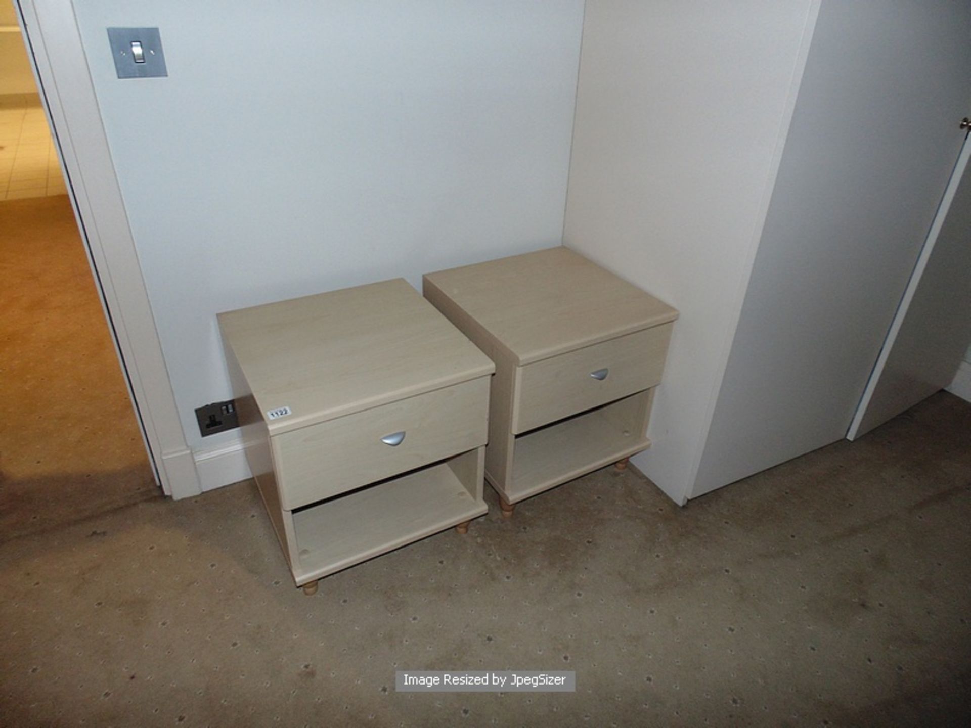 A pair of maple to drawer nightstands 450mm x 460mm x 510mm