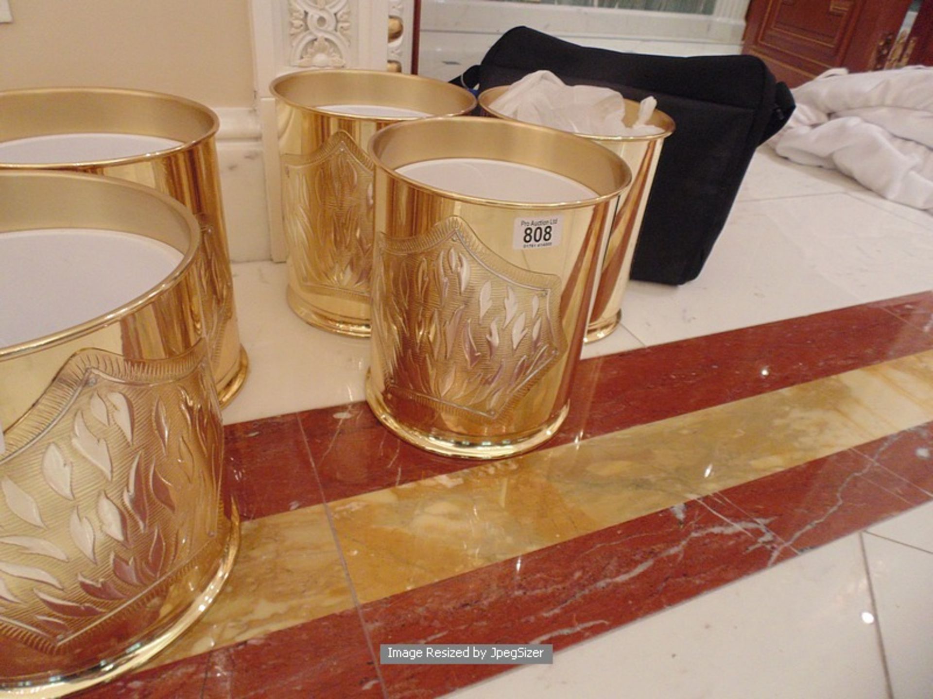 3 x 24ct. gold plated waste bins