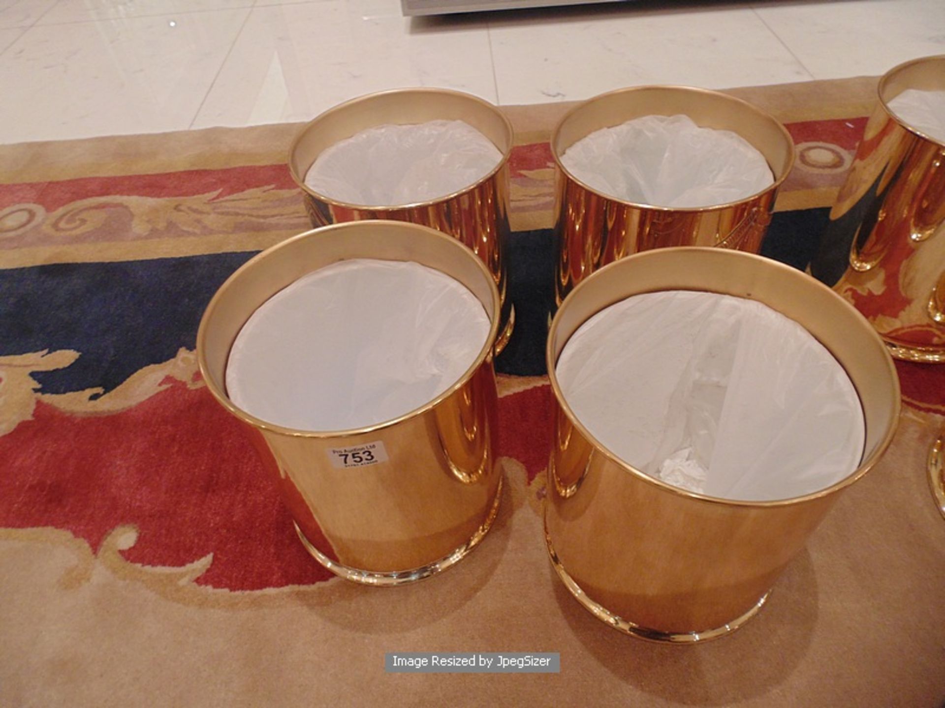 4 x 24ct. gold plated waste bins