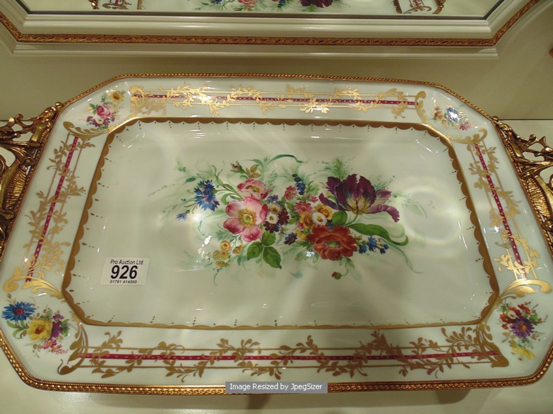 Limoges platter 570mm x 310mm x 100mm with a gold leaf carved pattern edge - Image 2 of 3