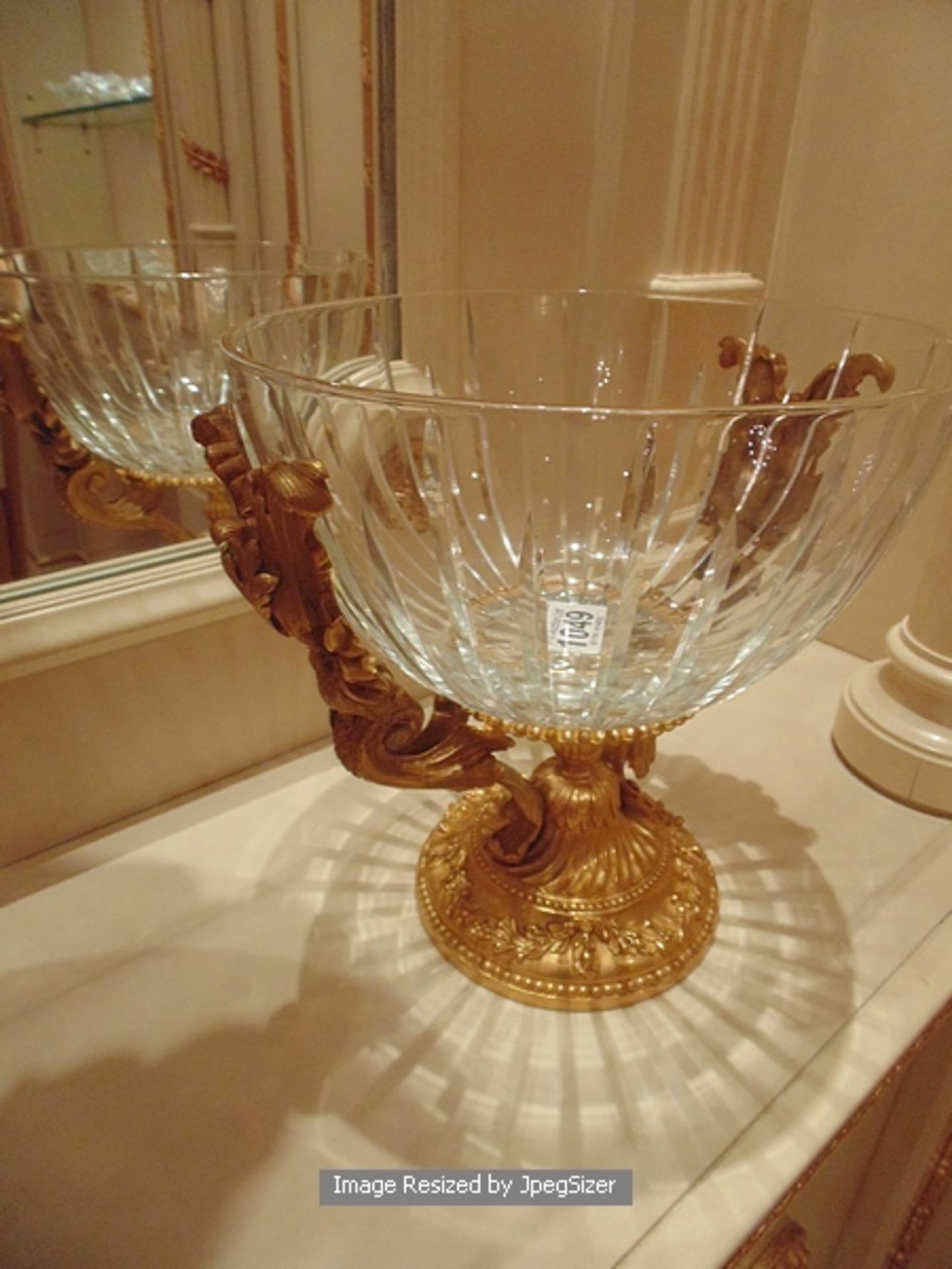 Baldi Home Jewels stunning clear crystal cup bowl mounted on bronze carved plinth finished in