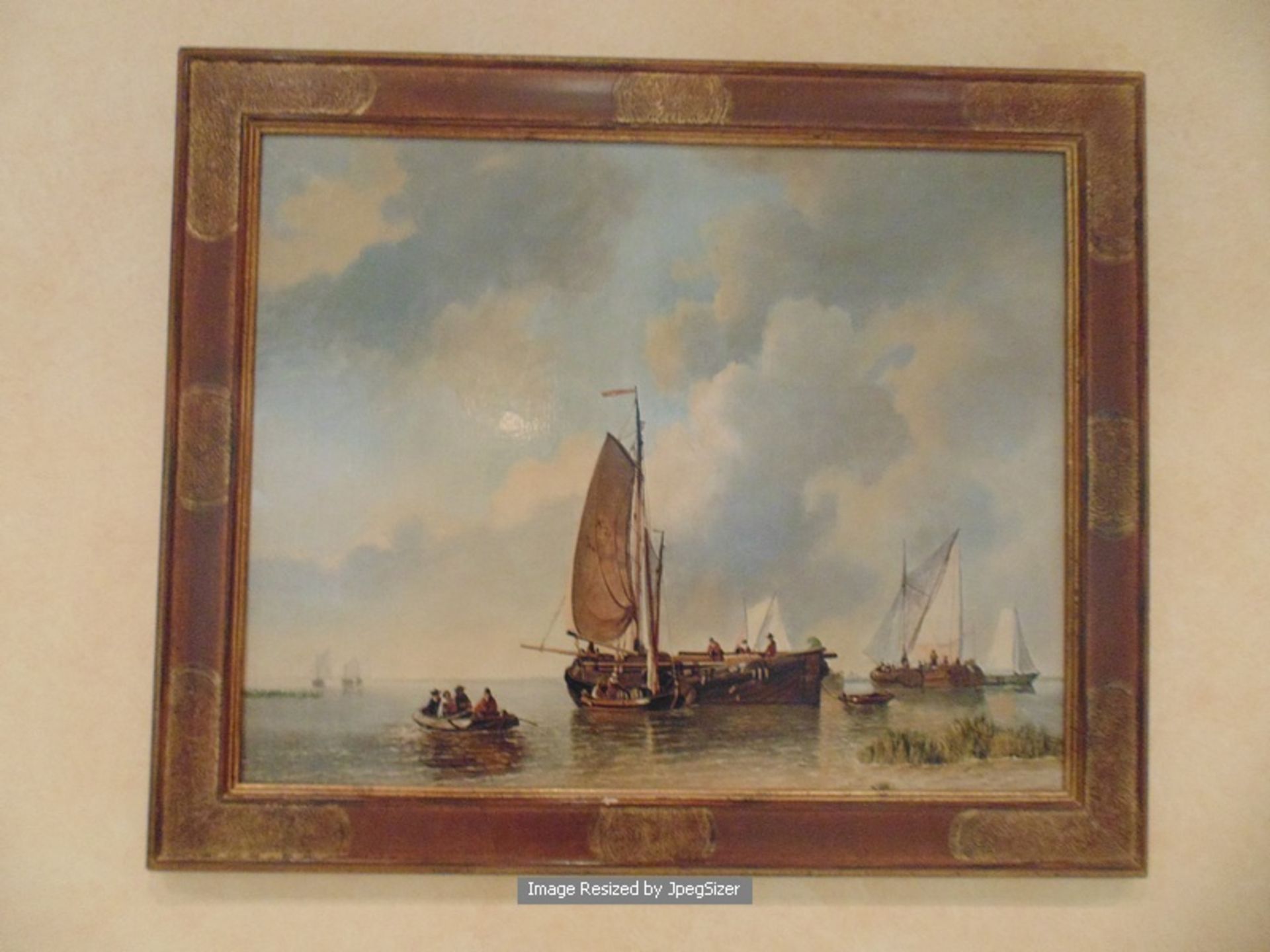 An Italianate seascape scene framed painting on canvas 900mm x 740mm