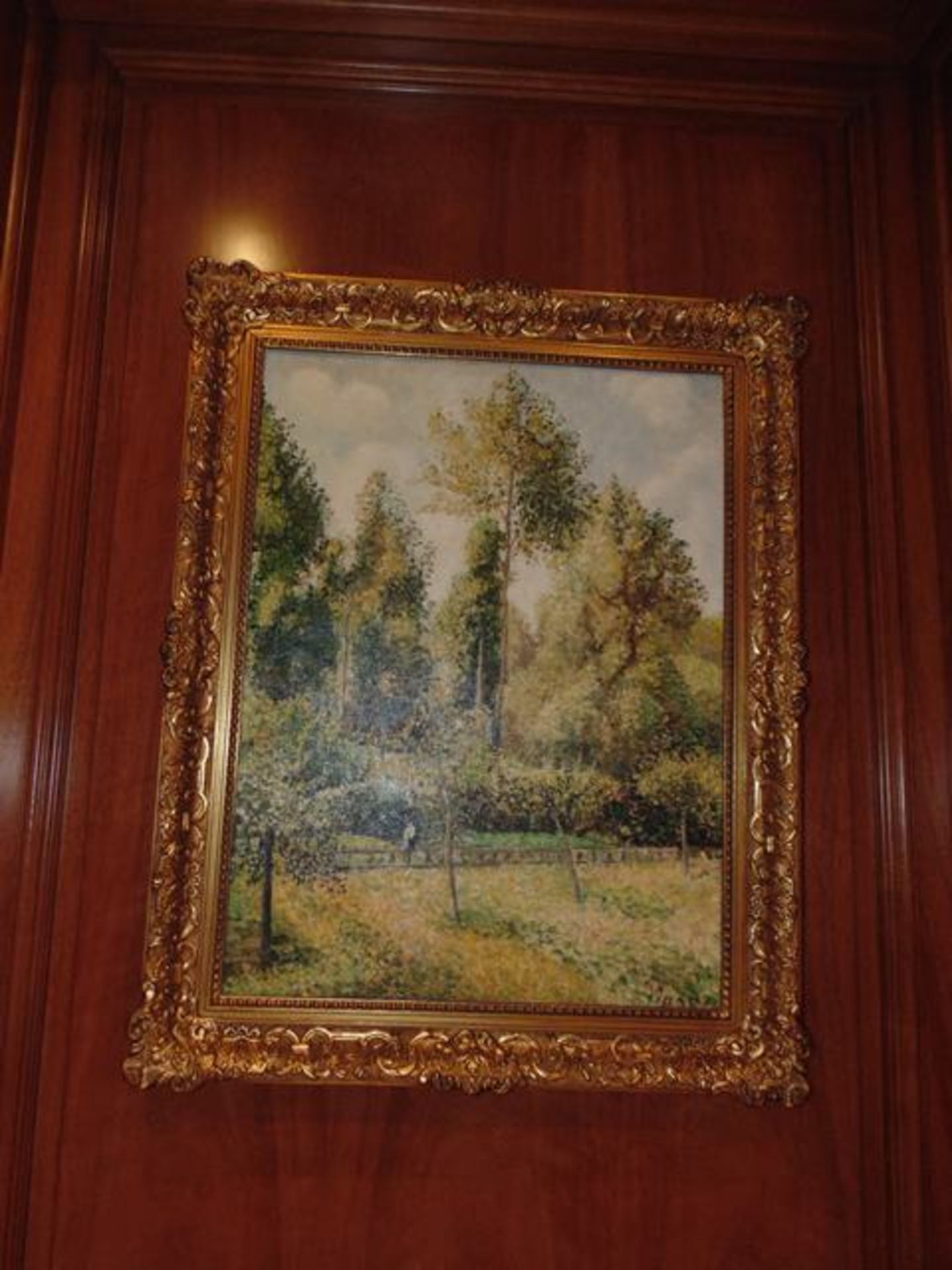 An Italianate landscape framed painting on canvas in ornate gilt painted frame 630mm x 790mm - Image 3 of 3