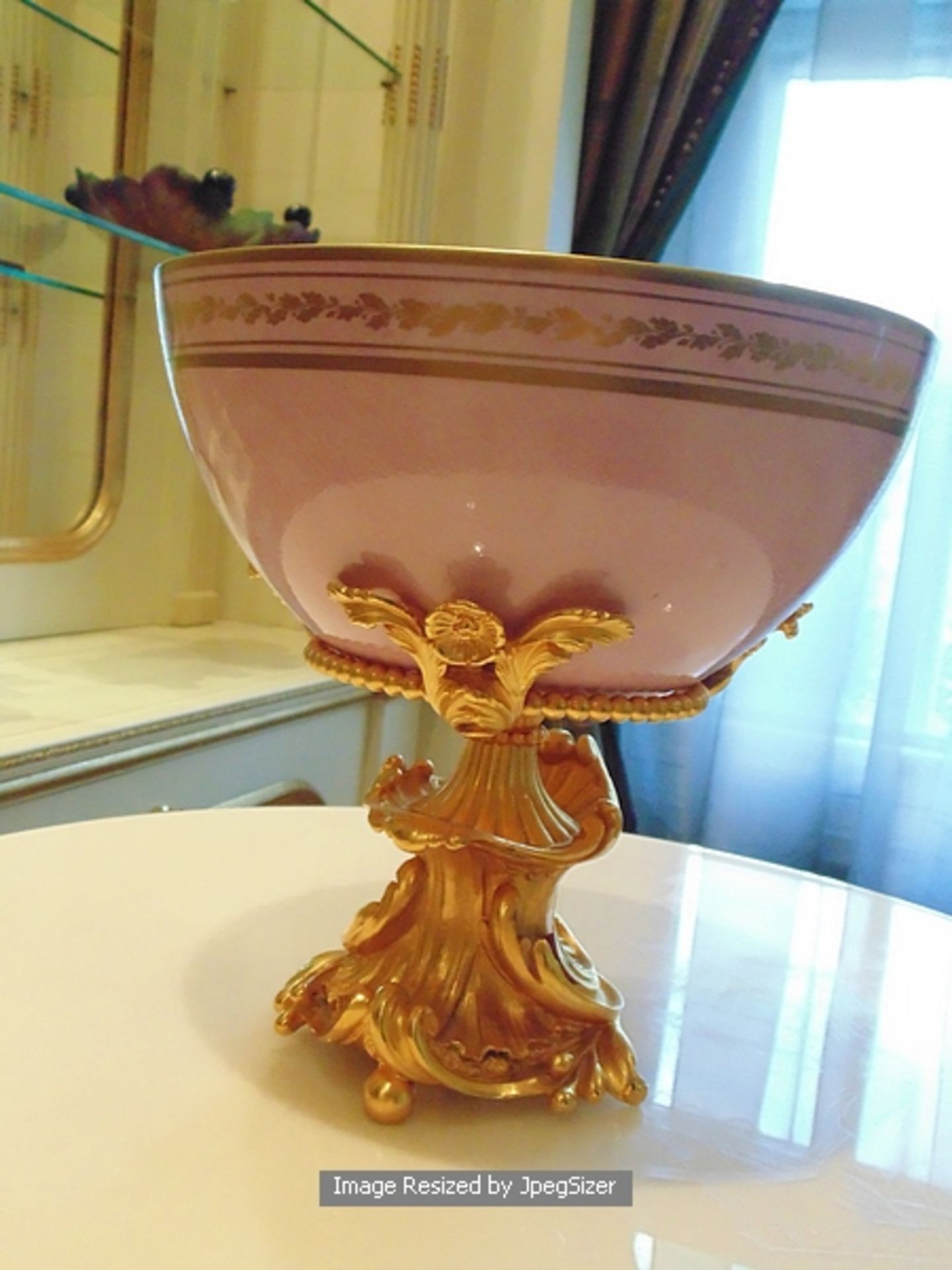 Baldi Home Jewels ceramic 230mm bowl mounted on a Dore bronze with 24ct. gold finish bowl stand - Image 2 of 2