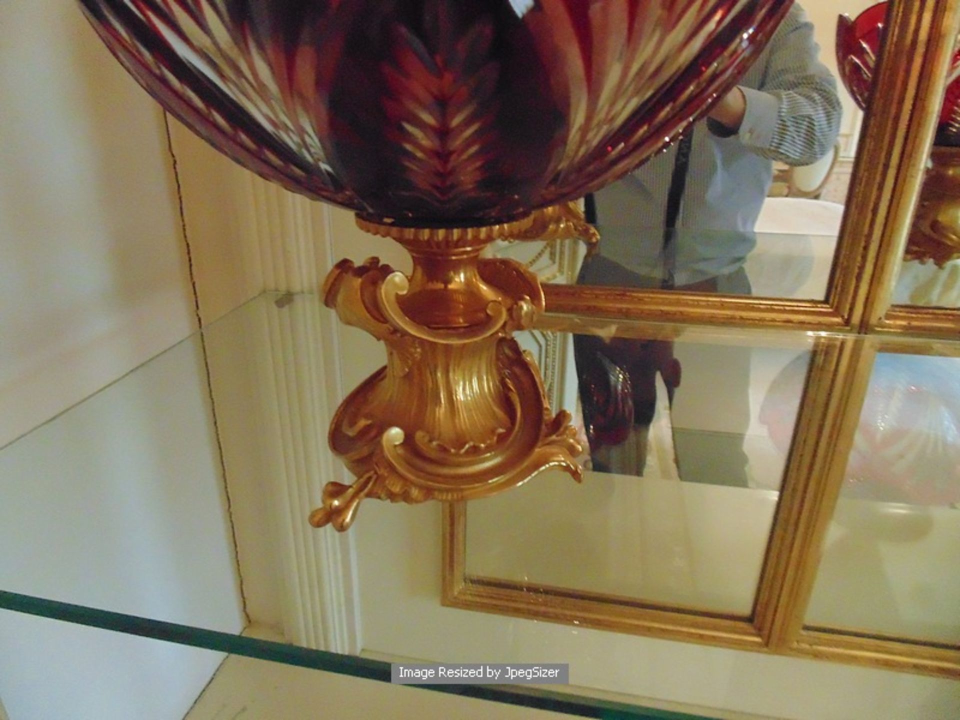 A pair of Baldi Home Jewels stunning ruby red and clear crystal cup bowls mounted on bronze plinth - Image 3 of 4