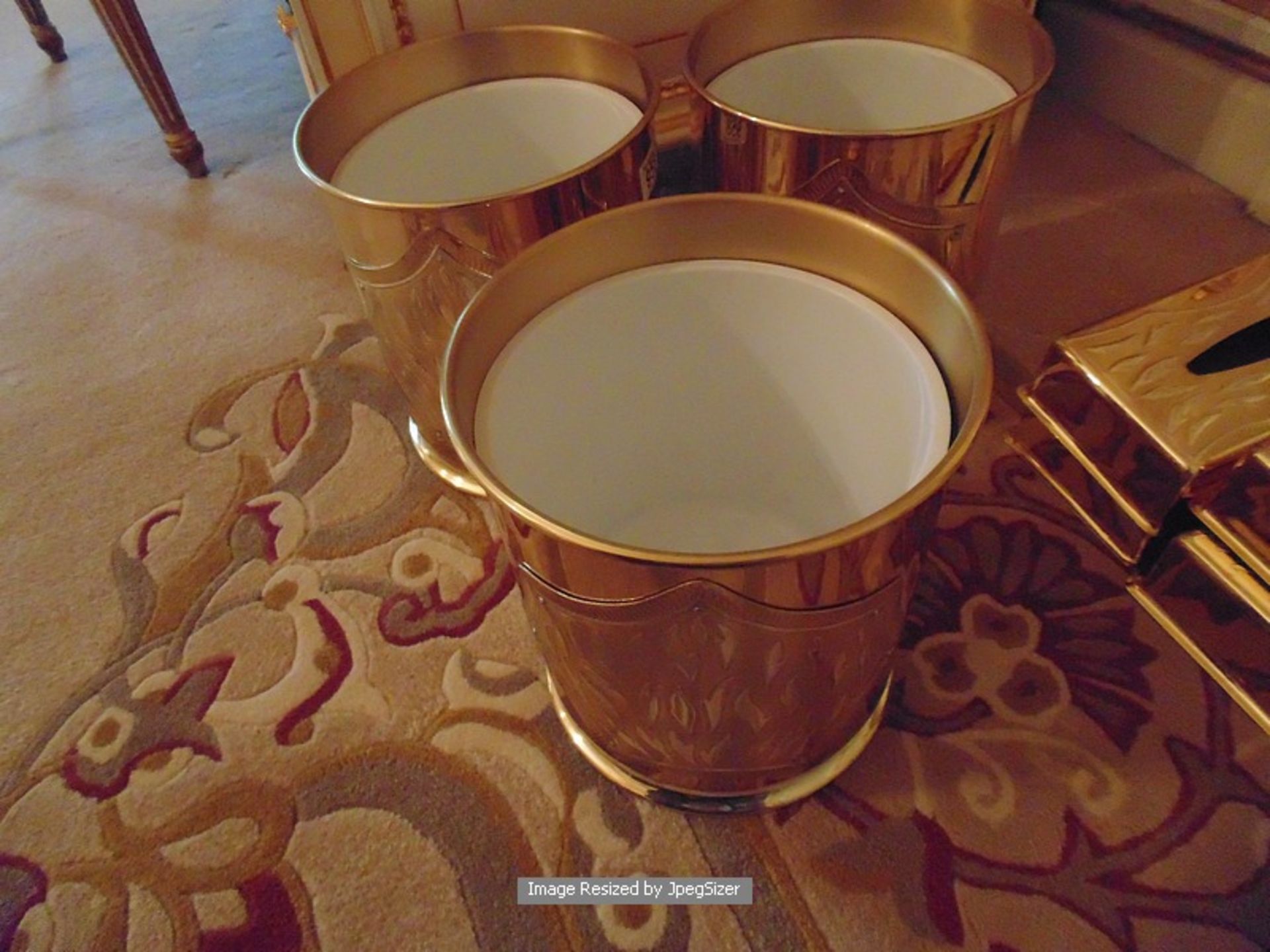 3 x 24ct. gold plated waste paper bins