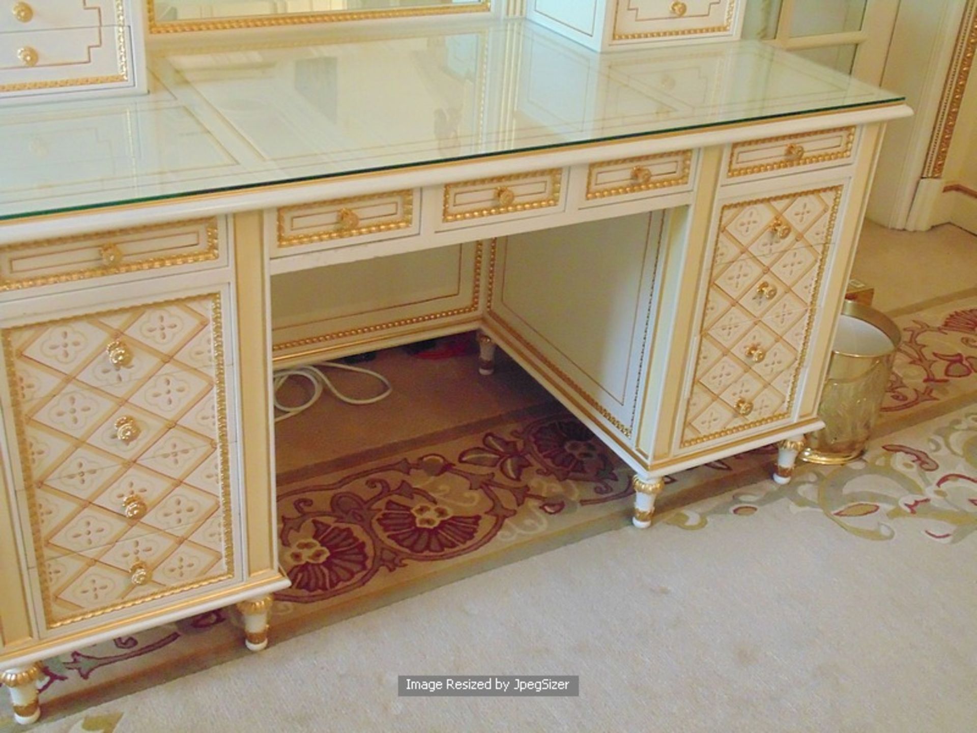 Classic Italian 18th century style white and gold-painted and parcel-gilt dressing table, - Image 2 of 3