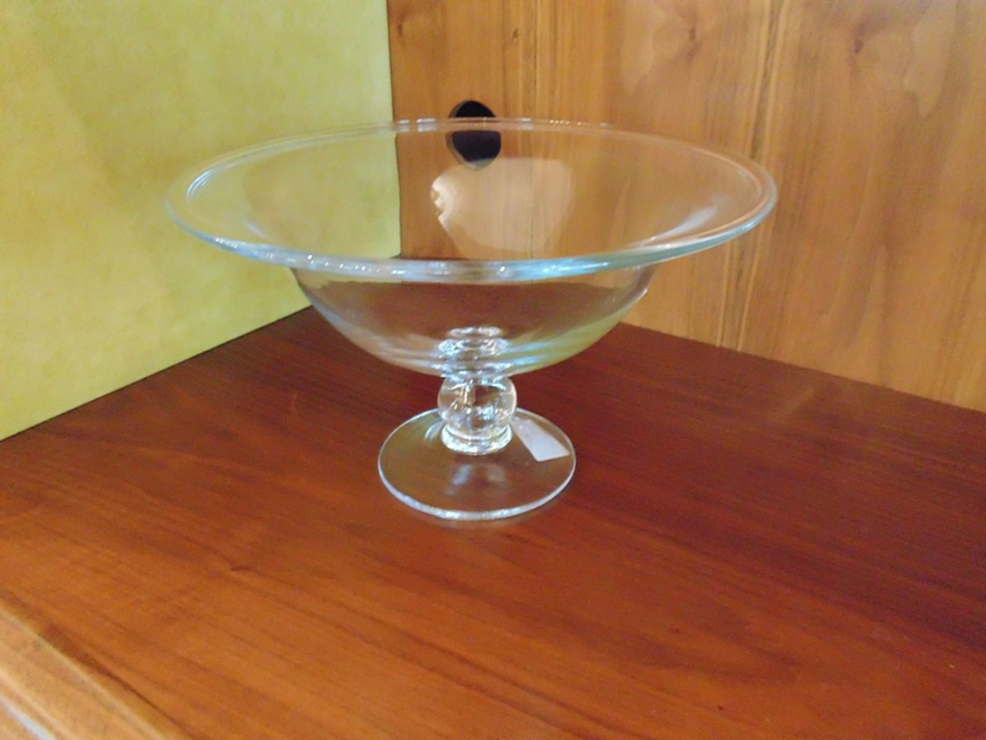 Glass footed fruit bowl 280mm wide x 165mm tall