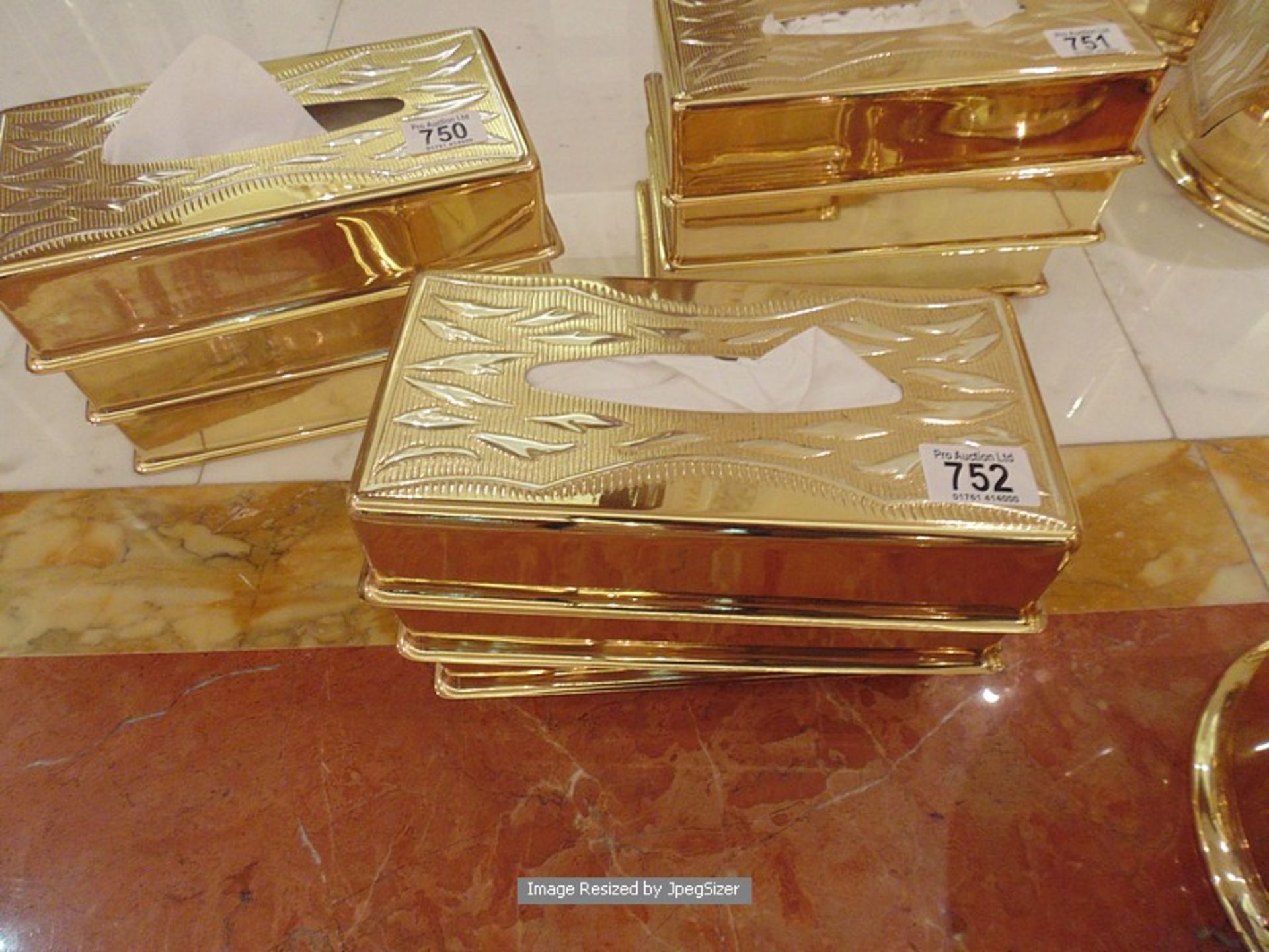 3 x 24ct. gold plated tissue box covers