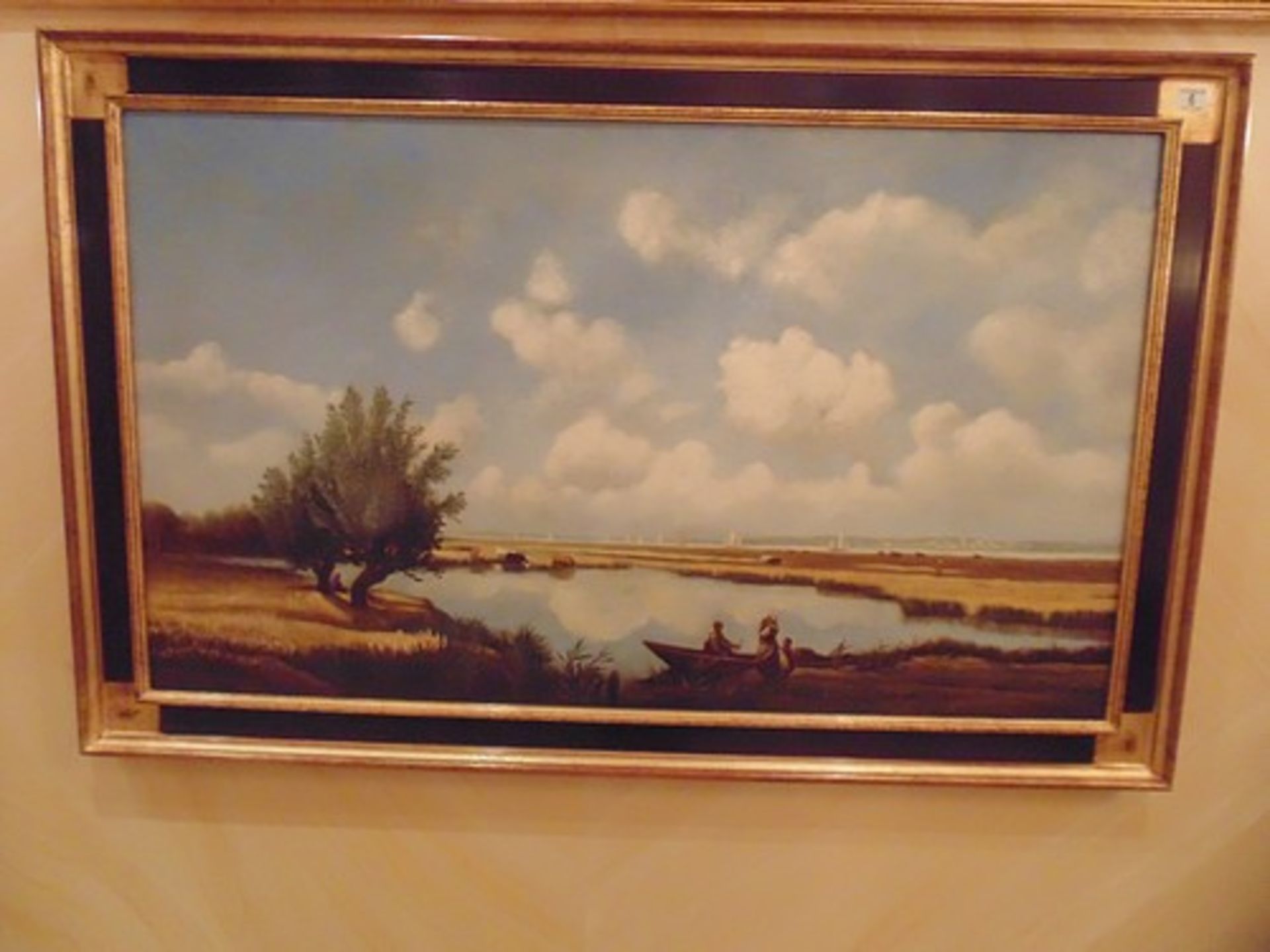 An Italianate landscape framed painting on canvas 1950mm x 860mm