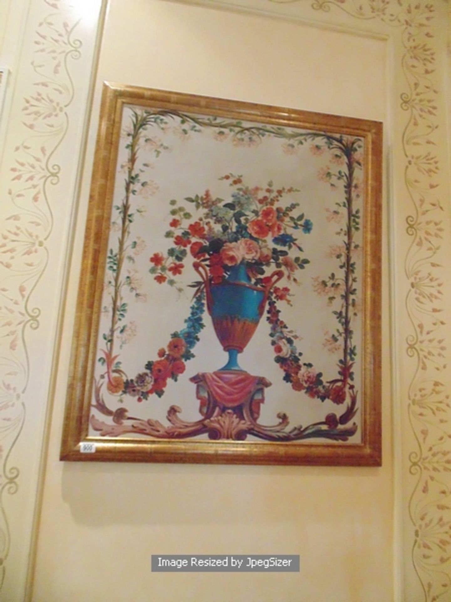 An Italianate still life floral painting on canvas in gilt frame 920mm x 1110mm