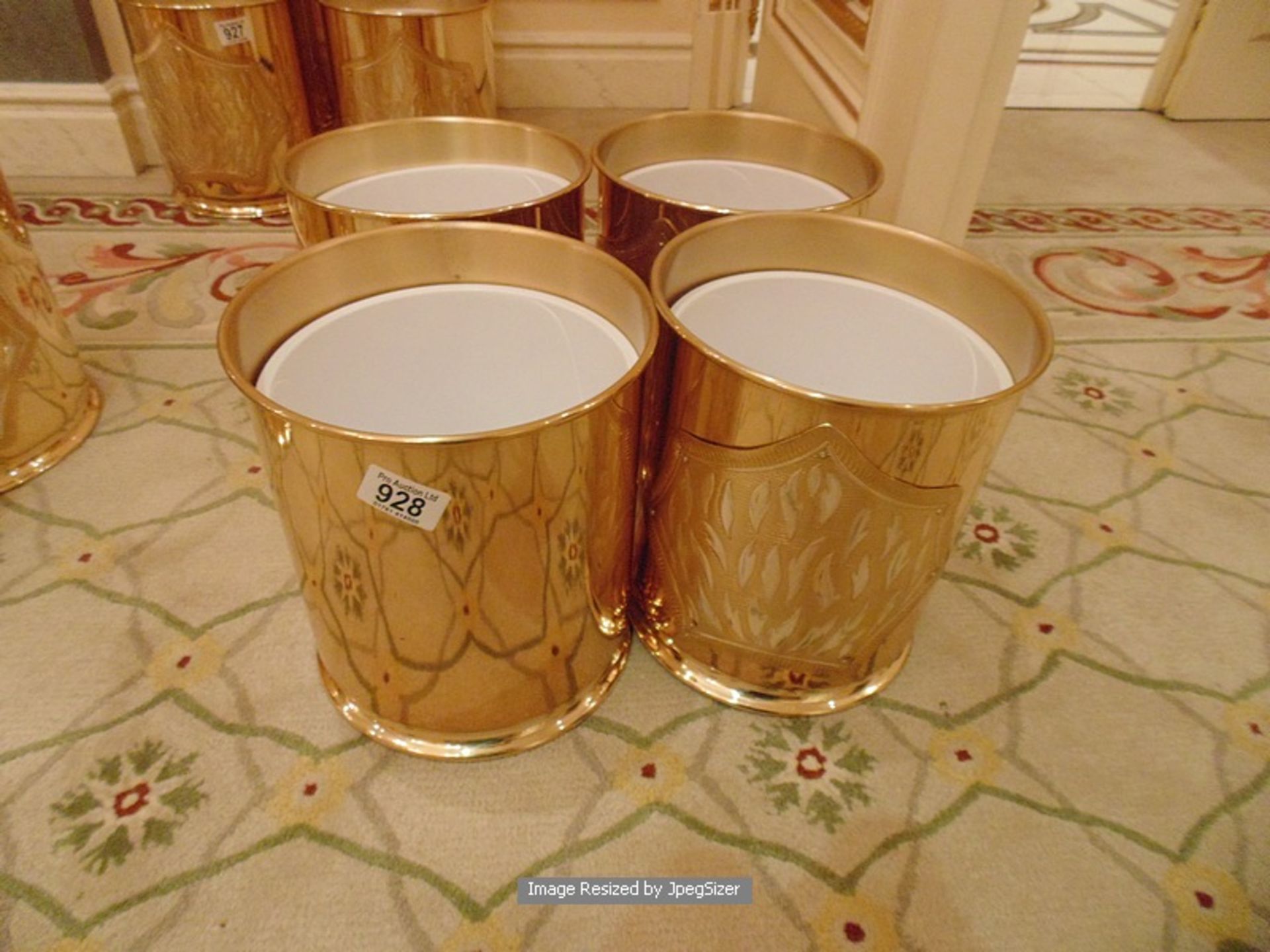 4 x 24ct. gold plated waste paper bins