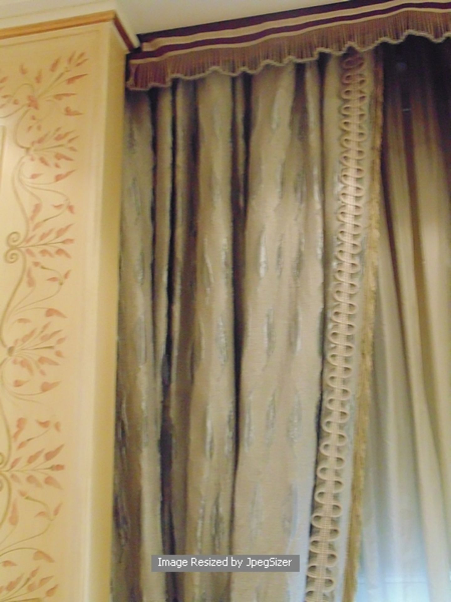 A pair grey & blue curtains supplied by Jacquard, grey and blue fabric from Marvi complete with - Image 2 of 2