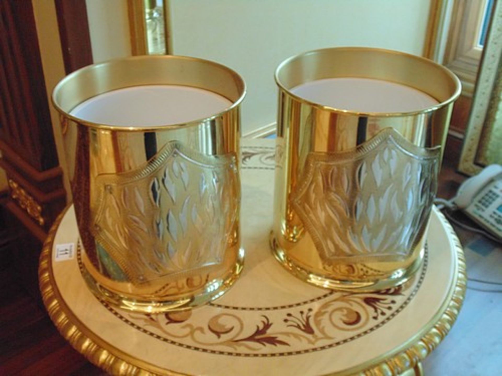 2 x 24ct. gold plated waste paper bins - Image 3 of 3