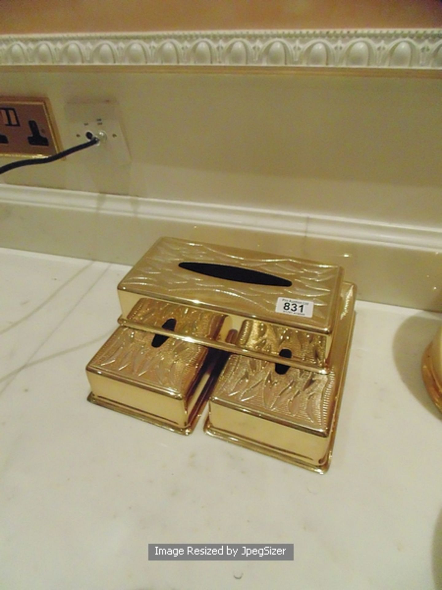 3 x 24ct. gold plated tissue box covers