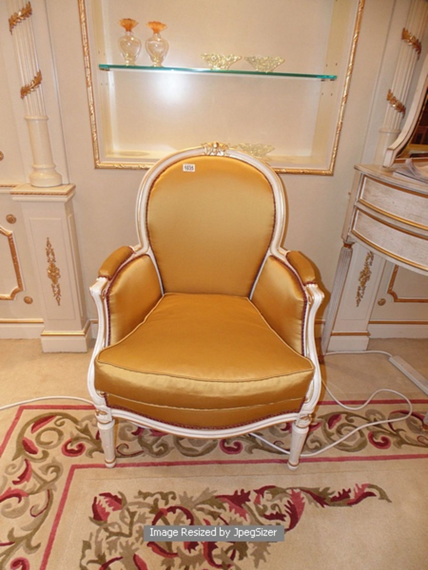 Louis XV style salon chair dome seat padded back painted and parcel gilt frame 430mm x 920mm