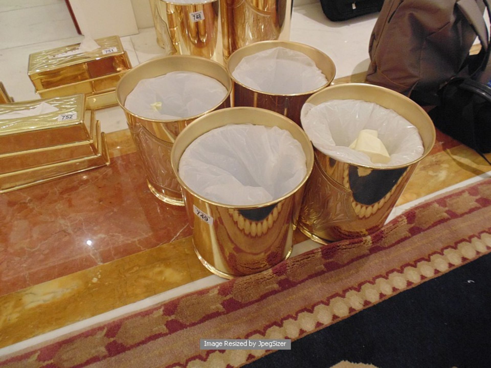 4 x 24ct. gold plated waste bins