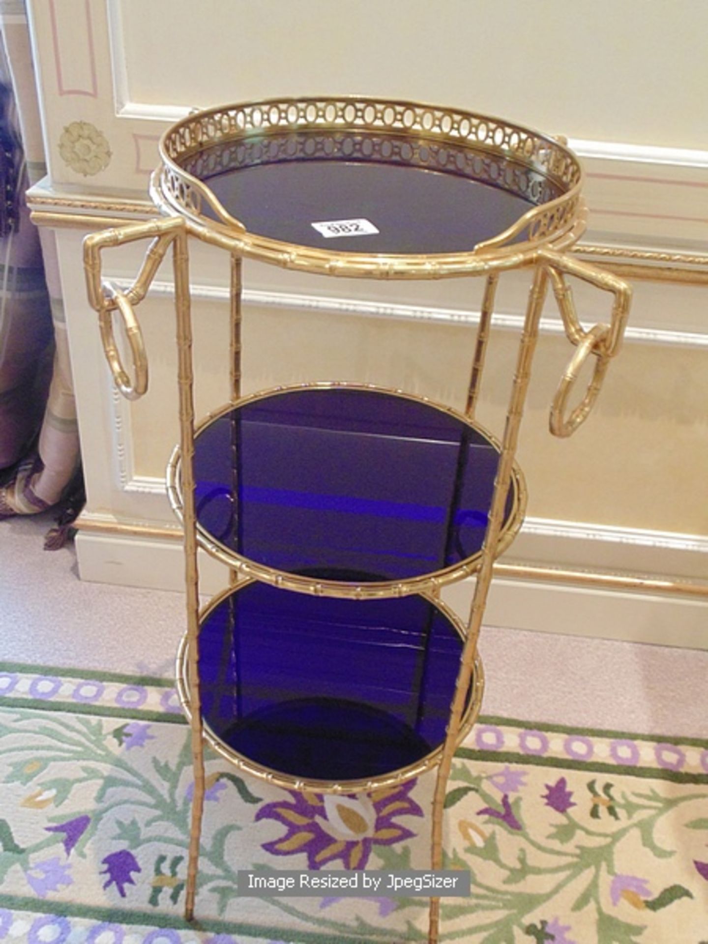 Directoire Period reproduction three tier gilded bronze gueridon with 24ct. gold finish each tier