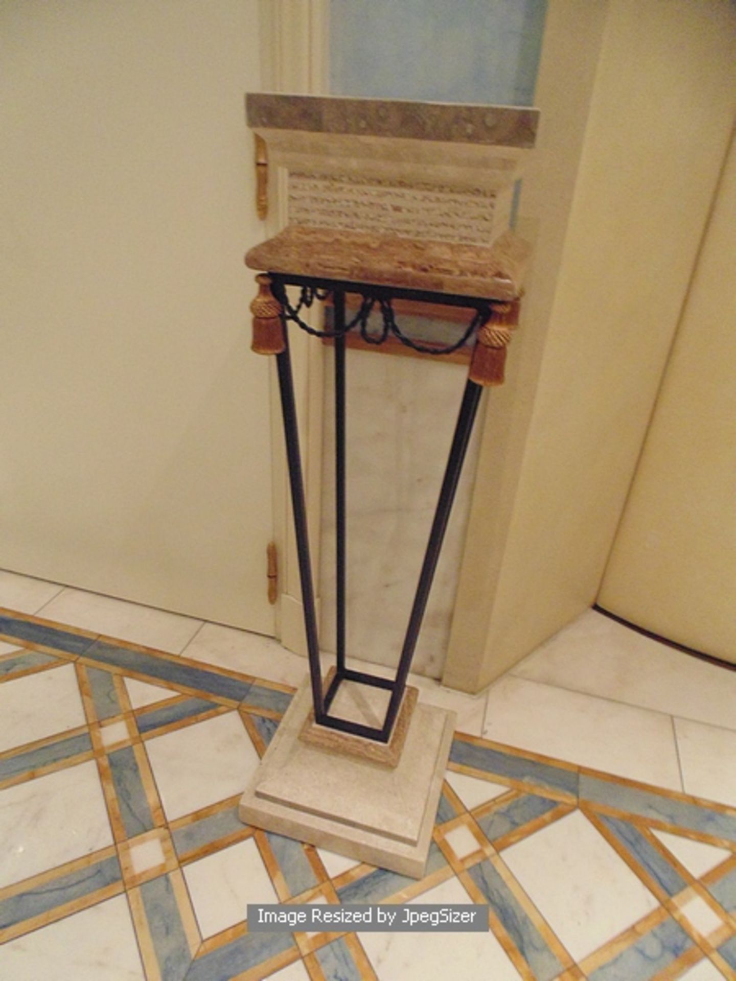A stone metal and wood fluted torchere stand 1150mm tall - Image 2 of 2