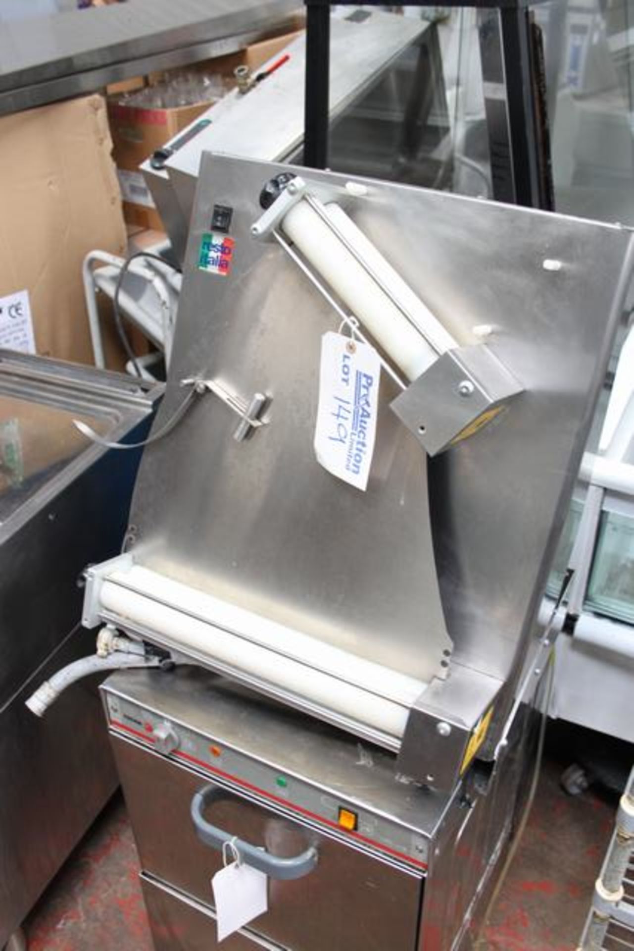 Restro Italia stainless steel dough roller pizza diameter 10.2 / 17.7 220mm wide 0.37kW 230V / 1hp /