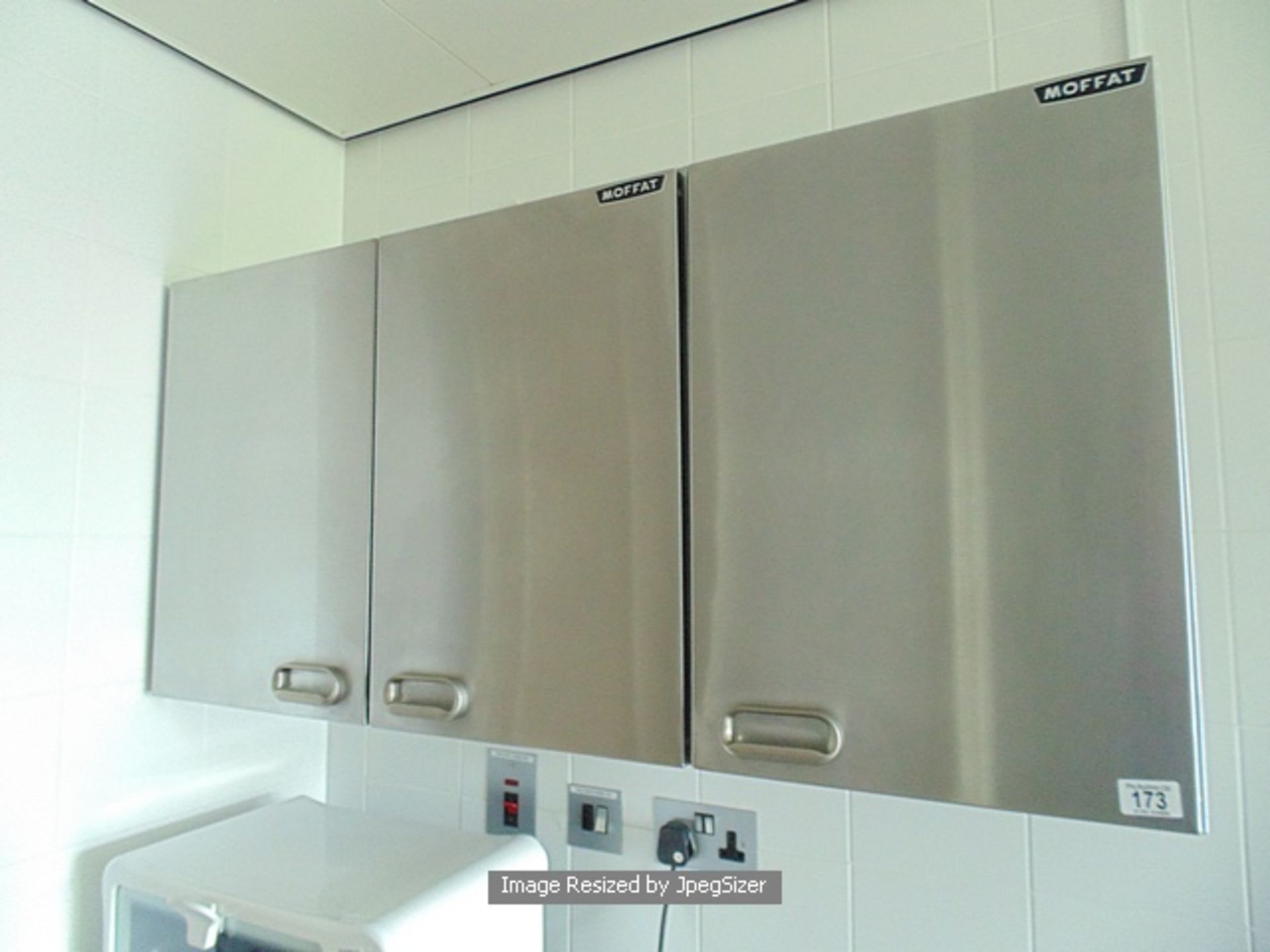 Moffat stainless steel wall cupboards comprising of two double door and one single door unit - Image 2 of 2