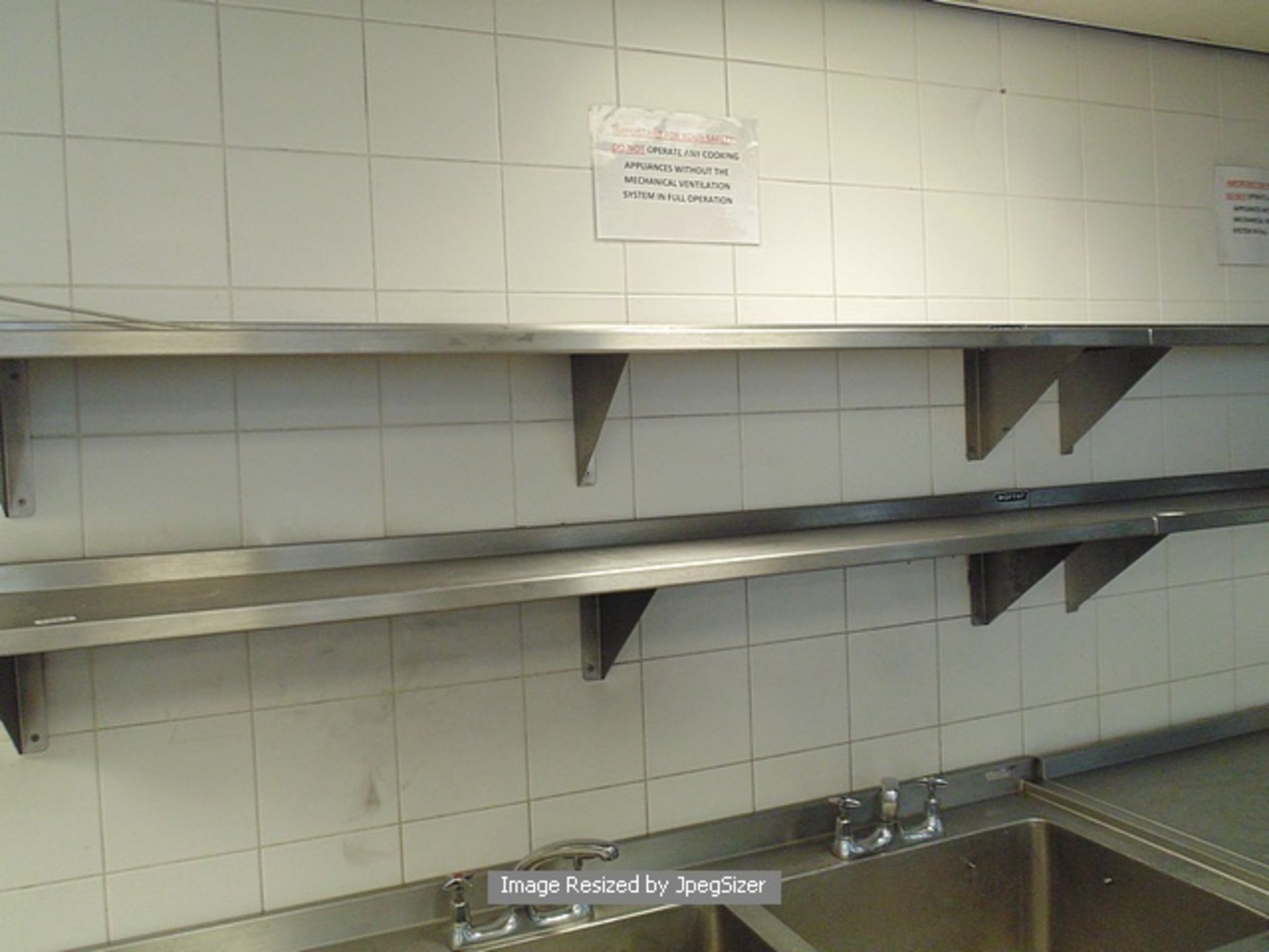 2 x Moffat stainless steel wall shelves 1800mm x 300mm  Lift out charge  5