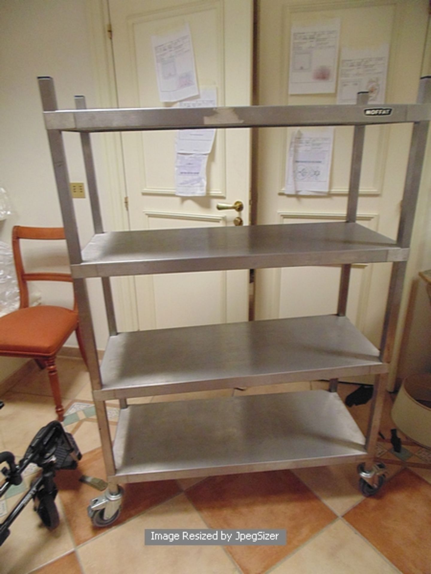 Moffat stainless steel mobile four tier rack 1000mm x 400mm x 1480mm  Lift out charge  5 - Image 2 of 2