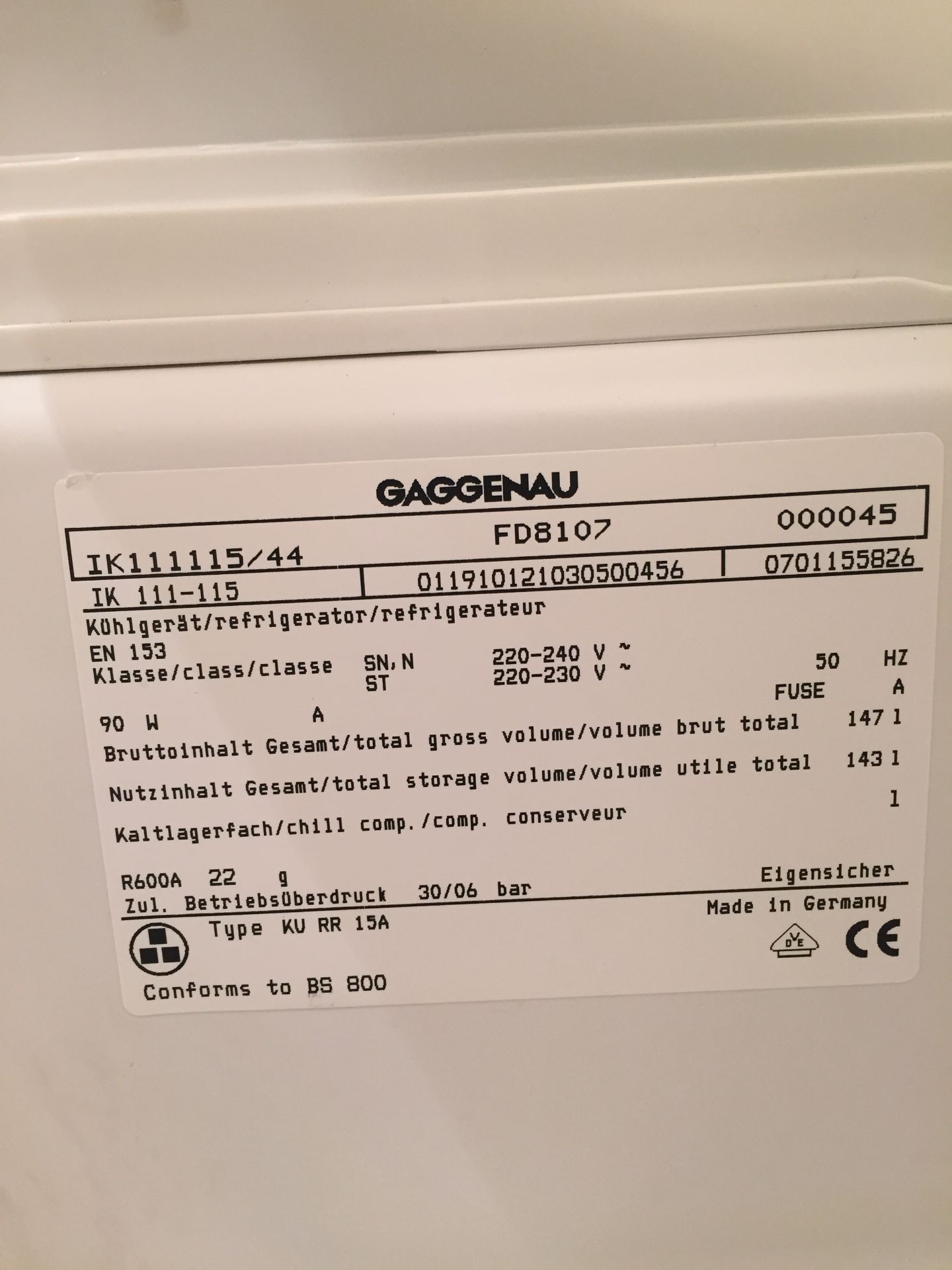 Gaggenau IK 111-115 integral under counter refrigerator - Image 2 of 2