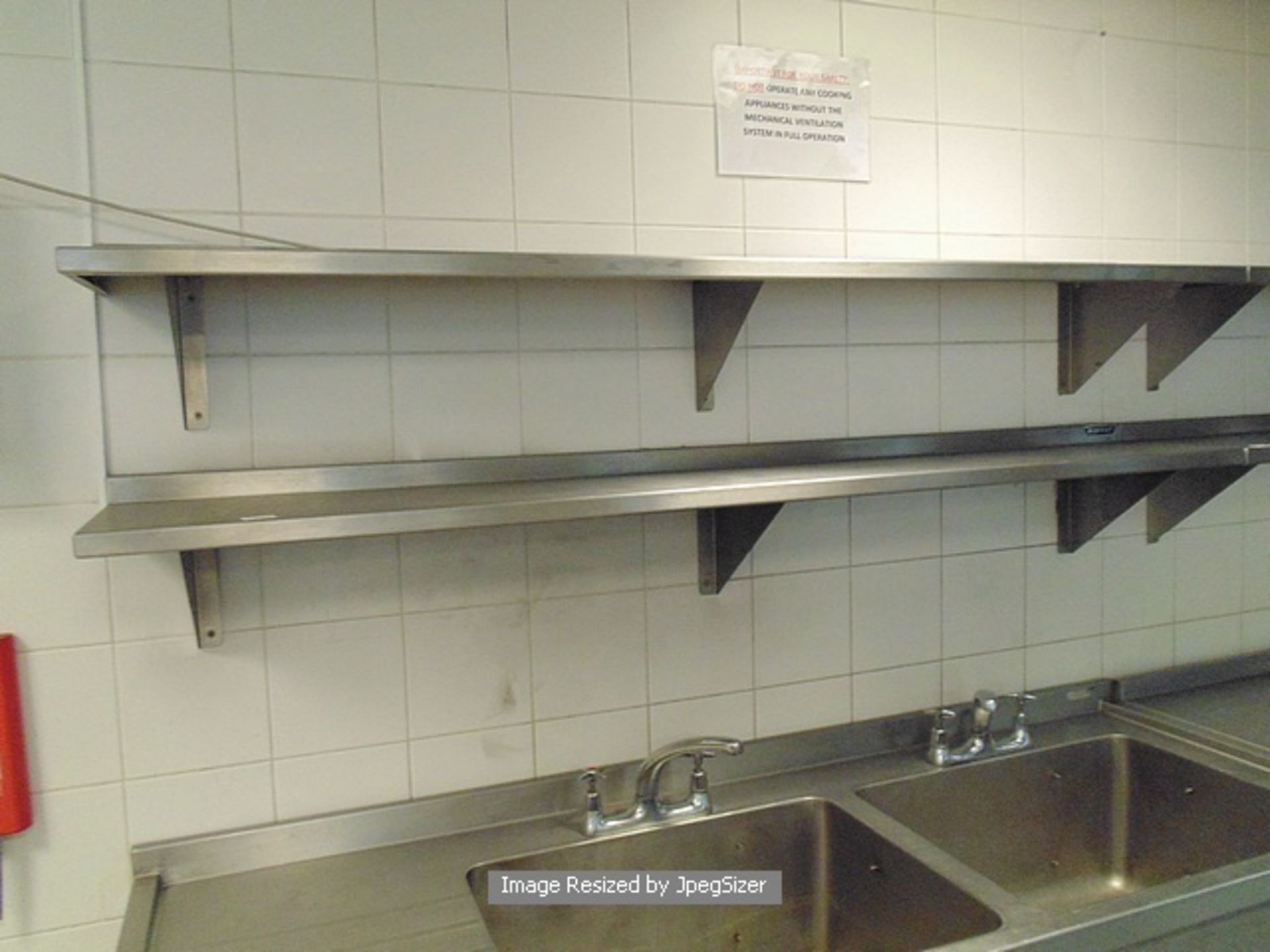 2 x Moffat stainless steel wall shelves 1800mm x 300mm  Lift out charge  5
