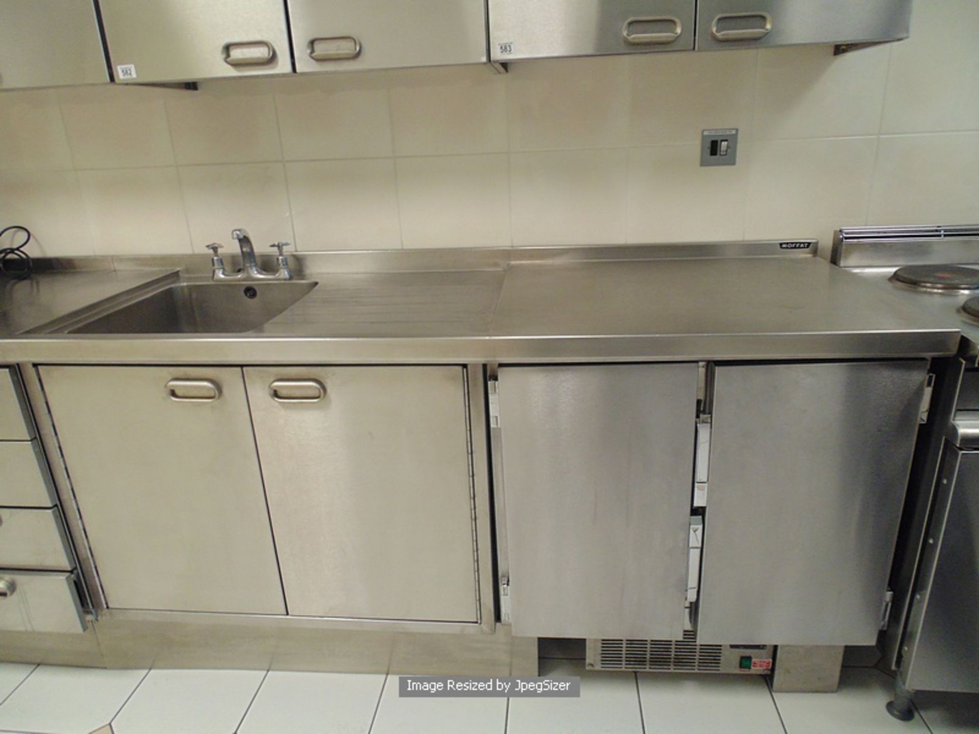 Moffat work station comprising of stainless steel two door under counter bench chiller complete with - Image 2 of 3